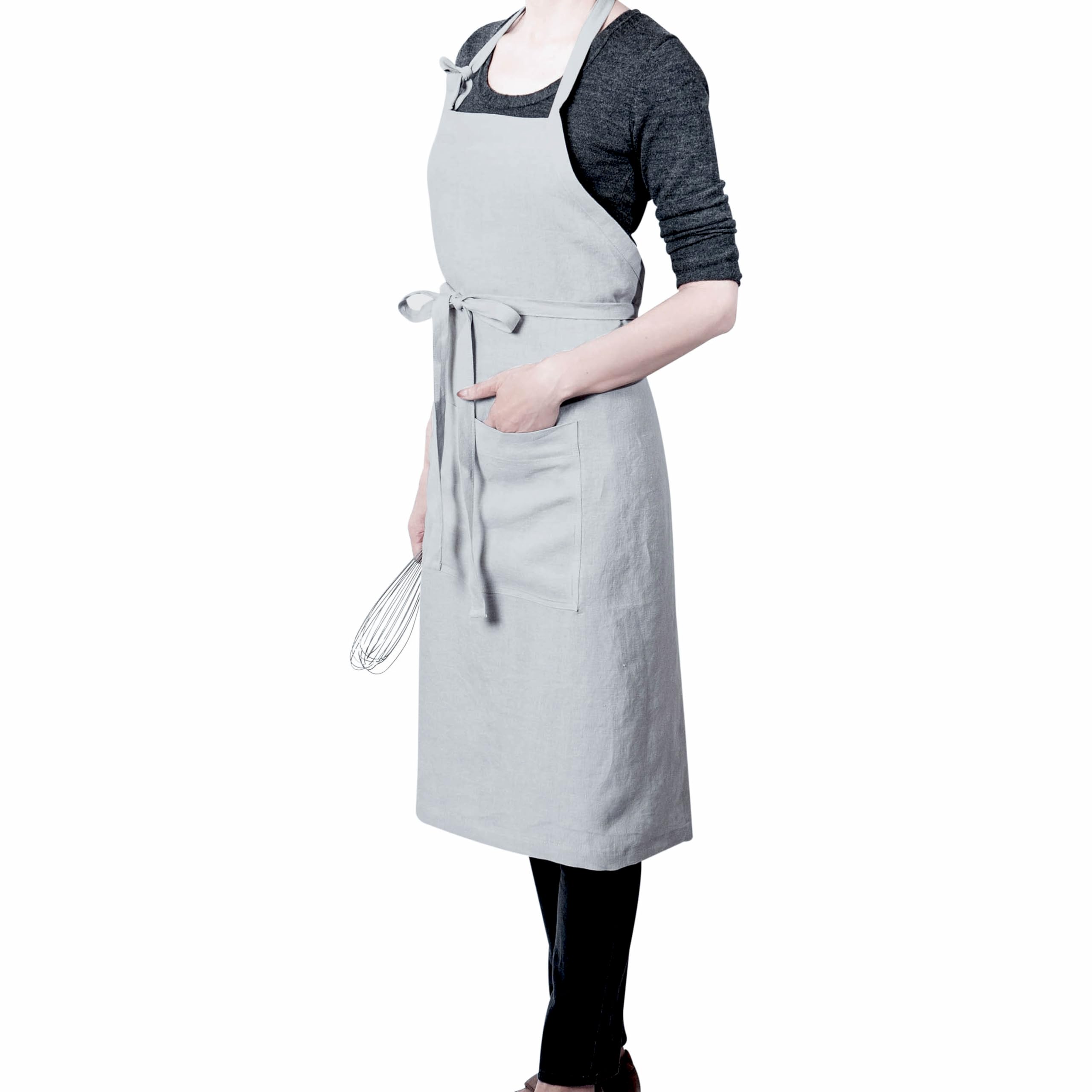 Lk Purelife Stonewashed French Linen Apron  Adjustable With Pocket For Women, Men, Florist, Workshop, Stylist, Artist, Barista