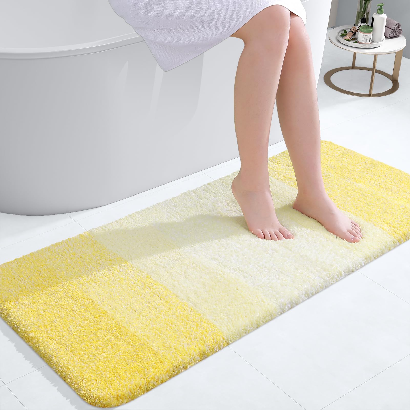 Olanly Luxury Bathroom Rug Mat 47X20, Extra Soft And Absorbent Microfiber Bath Rugs, Non-Slip Plush Shaggy Bath Carpet Runner, M