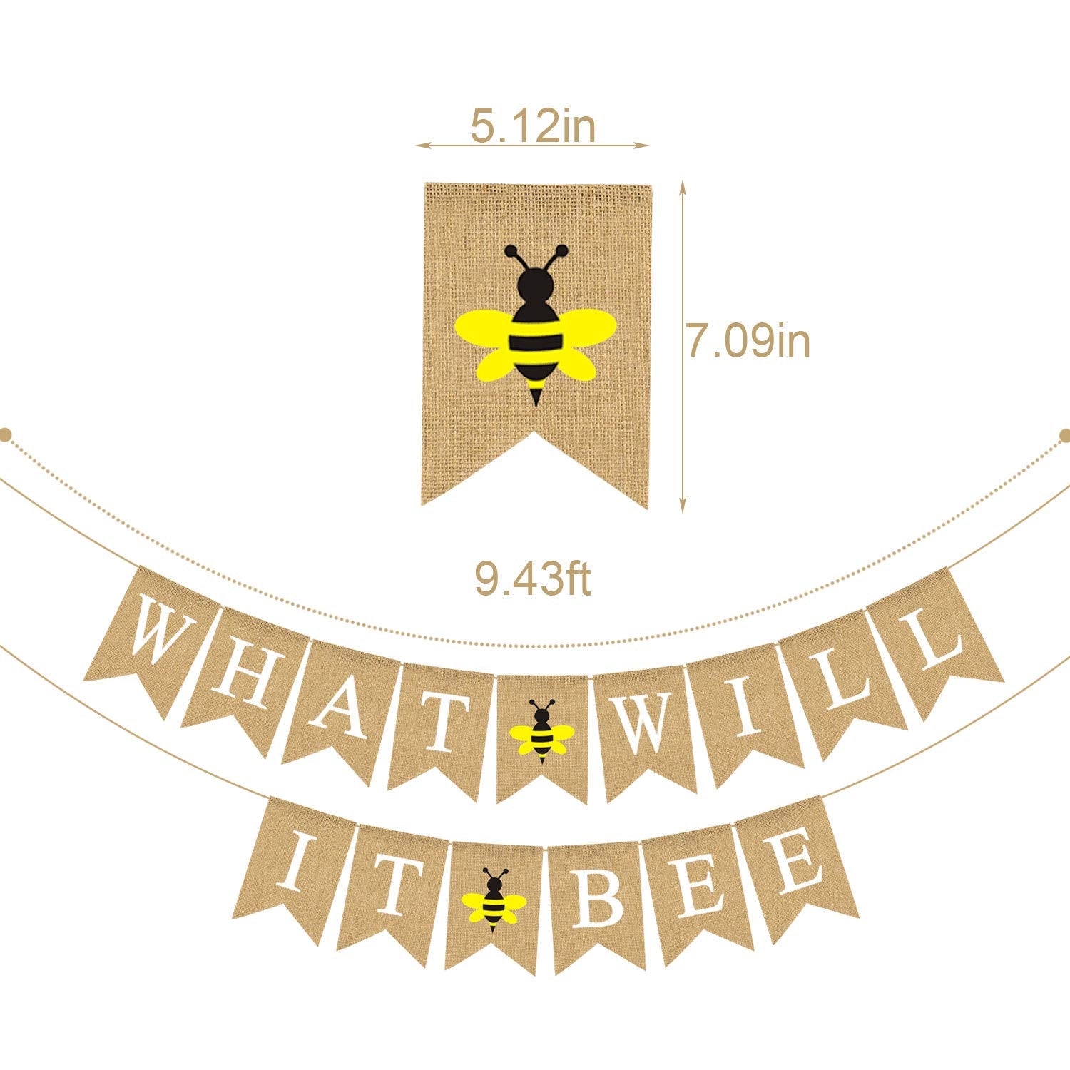 Jute Burlap What Will It Bee Banner Bumble Bee Theme Gender Reveal Boy Or Girl Party Garland Decoration