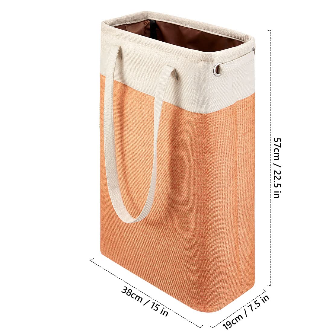 i BKGOO Laundry Basket with Handles Beige&Orange Slim Laundry Bin Collapsible Dirty Clothes Basket Narrow Laundry Bag Foldable Dirty Hamper for Camping  Dorms  Apartments