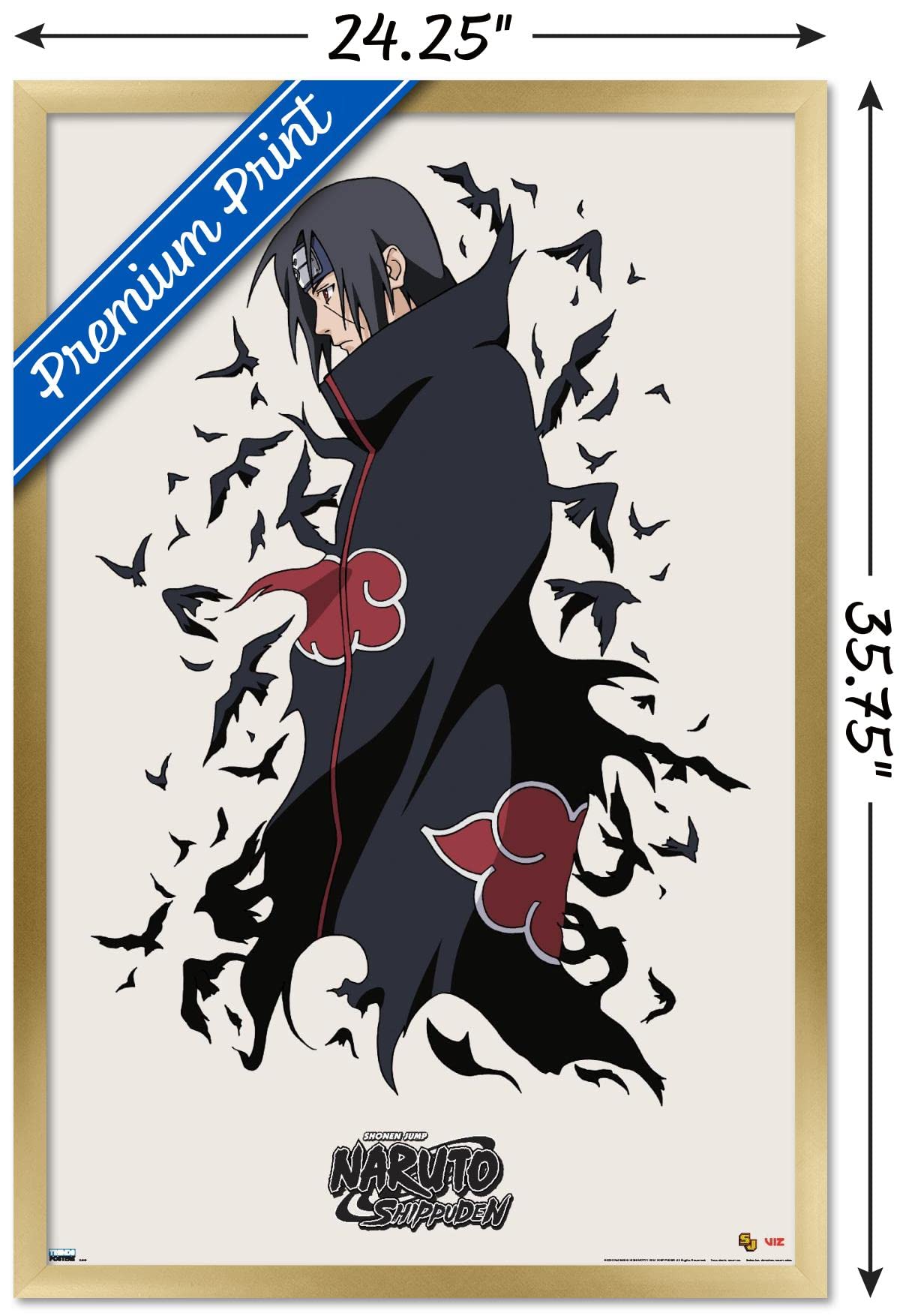 Trends International Naruto Shippuden - Itachi Wall Poster, 22.375'' X 34'', Gold Framed Version