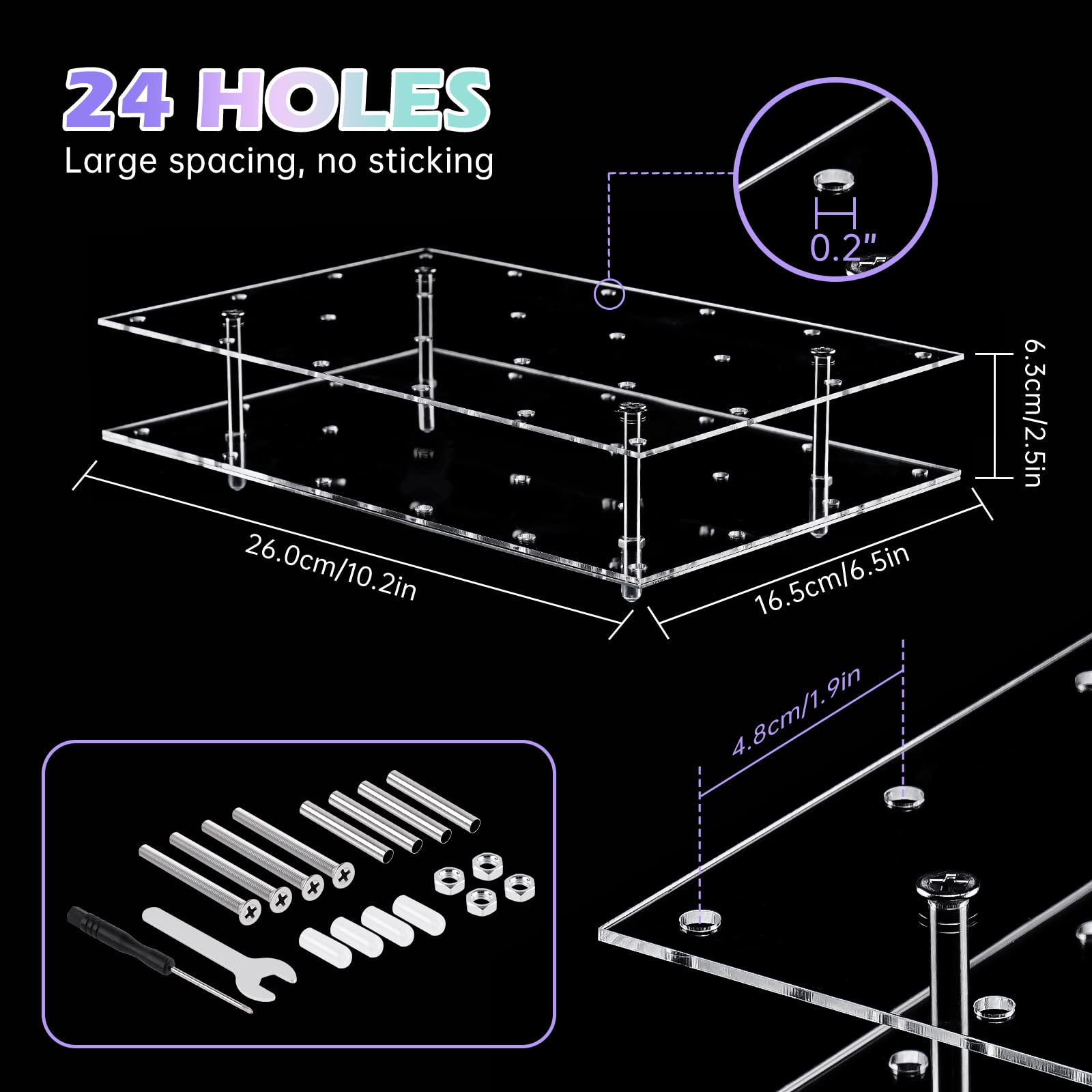 Nihome Cake Pop Stand 24 Holes Aryclic Display Stands For Dessert Table 2-Tier Cupcake Lollipop Candy Display For Wedding Party