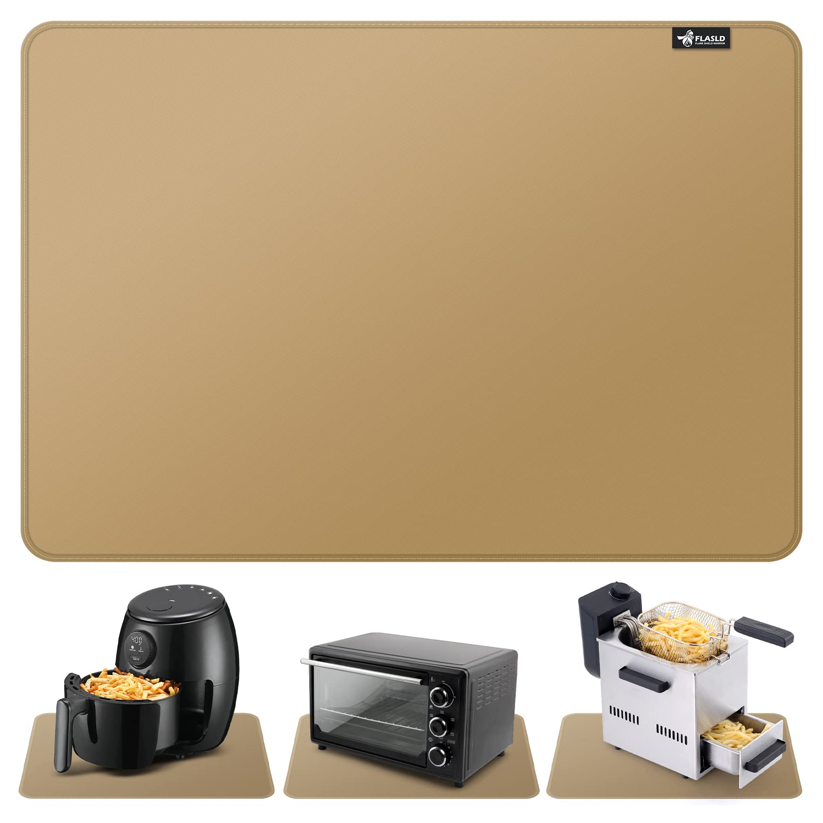 Flasld Heat Resistant Mat For Air Fryer Site On, Fireproof Silicone Mats For Kitchen Counter, Countertop Protector, No-Slip And
