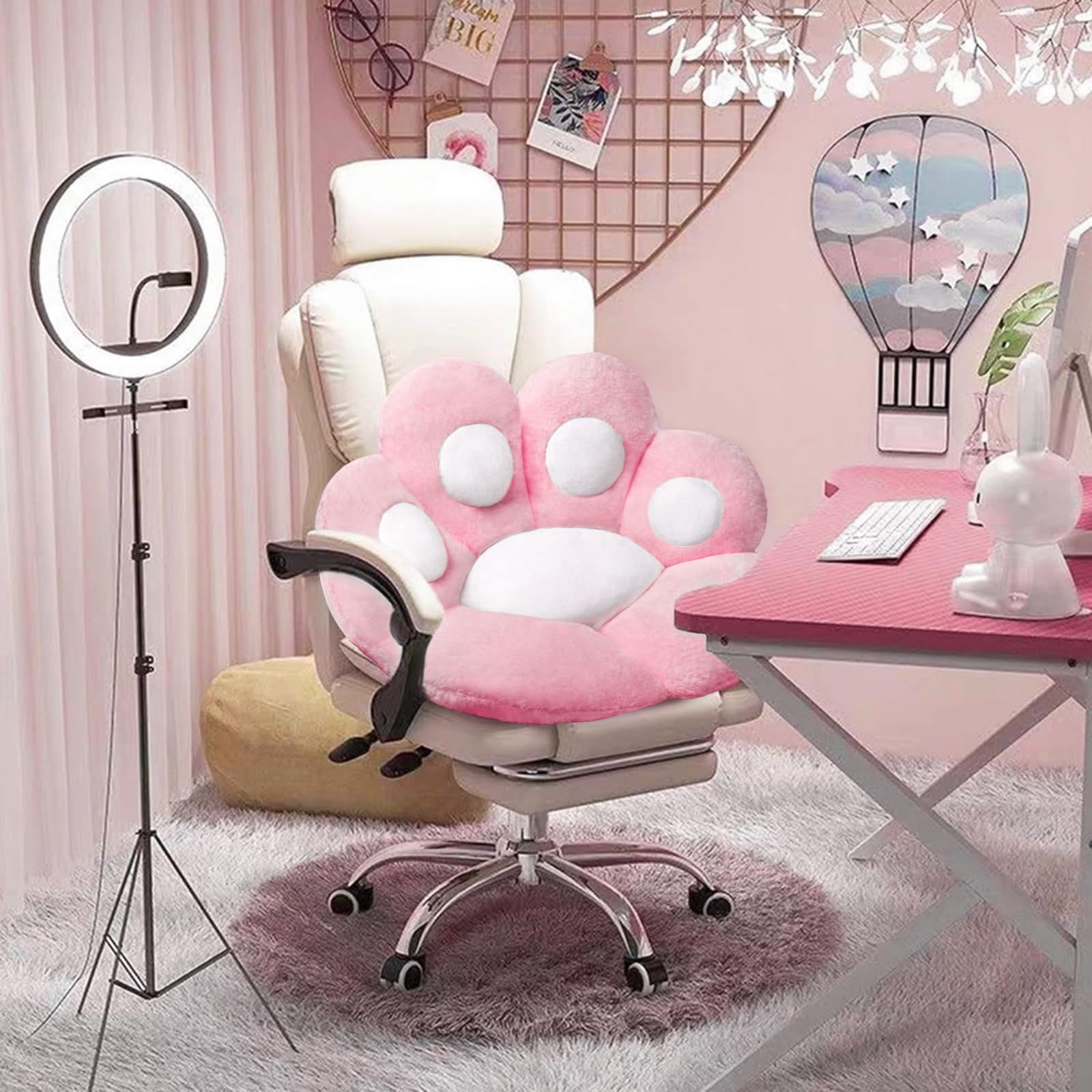 Dobuono Cat Paw Cushion Kawaii Office Desk Chair Cushion Comfy Plush Cat Paw Shape Gaming Chair Cushion Bear Cute Seat Cushion F