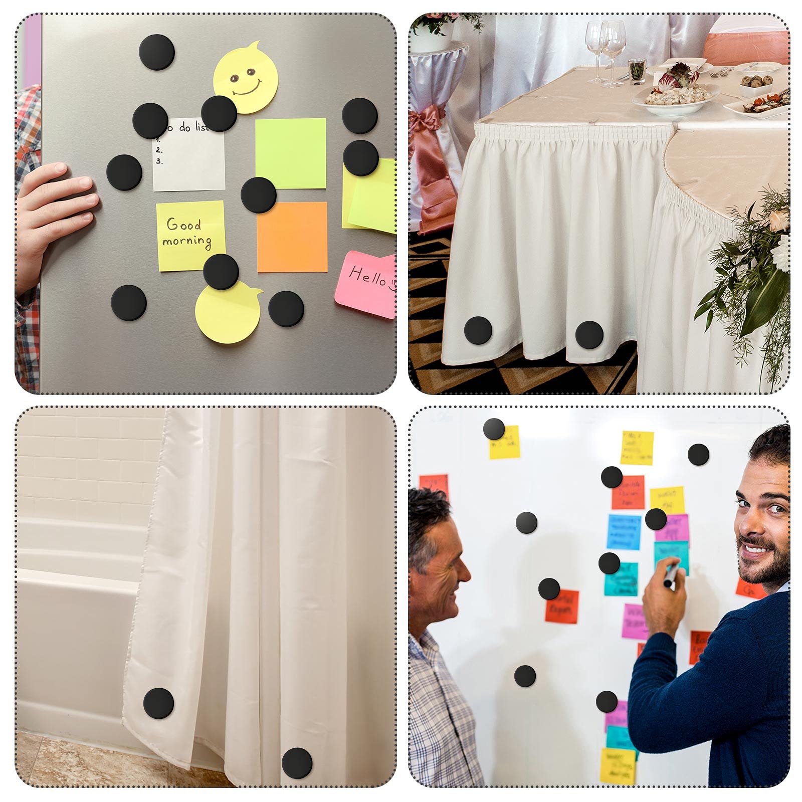 Jetec Shower Curtain Weights 0.6 Pounds Round Magnetic Drapery Weights Tablecloth Magnets Bottom No Sew Curtain Weights Waterpro