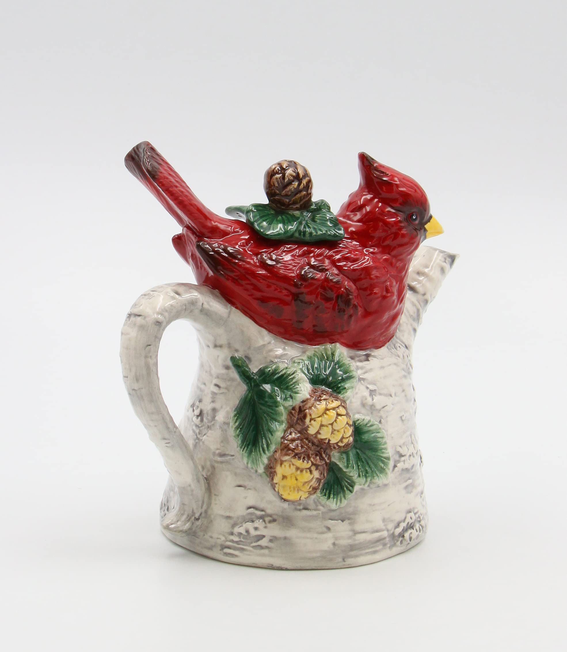 Cosmos Gifts Cardinal On Birch Tree Ceramic Teapot, 5-7/8-Inch