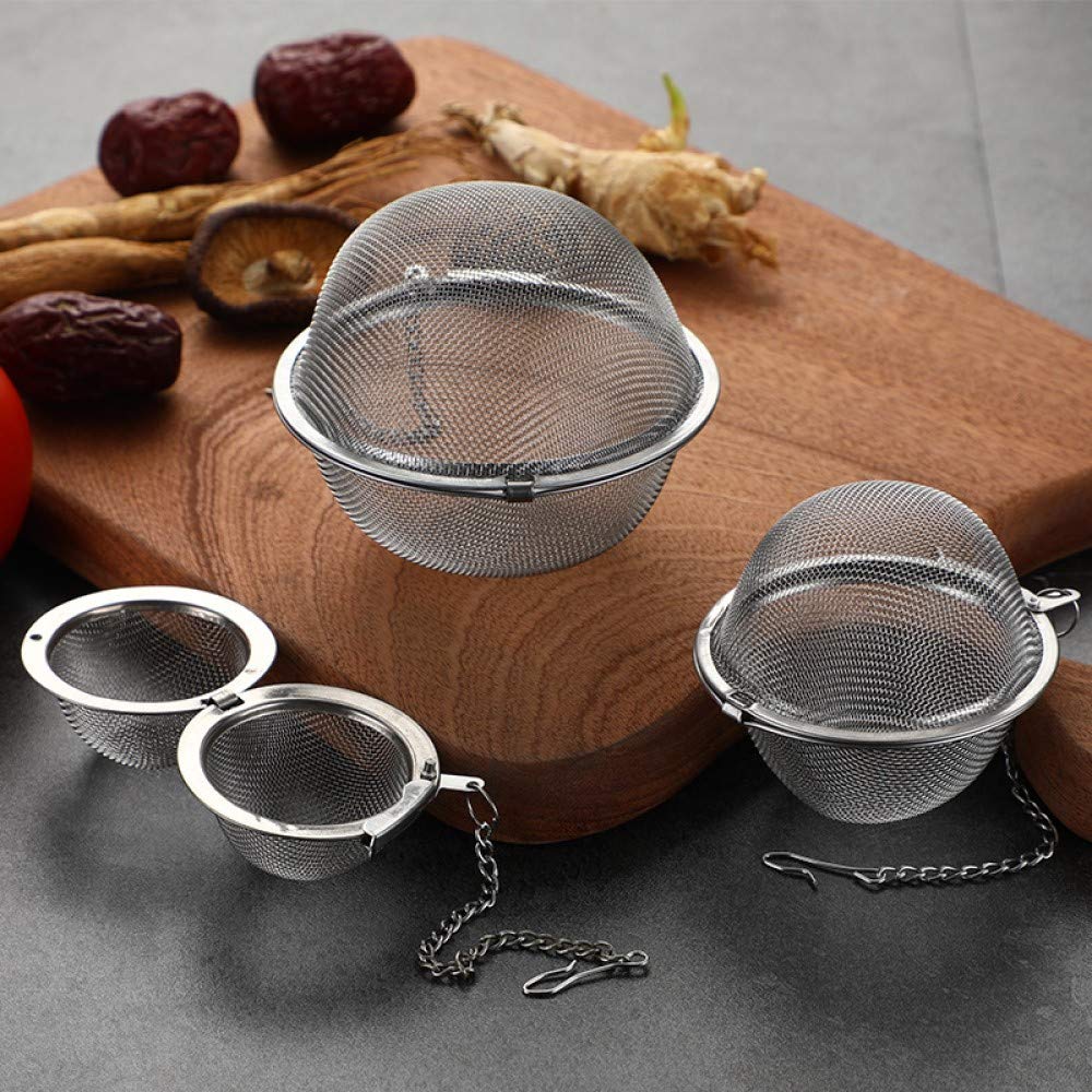 Mayata 3Pcs Stainless Steel Fine Mesh Seasoning Ball Kitchen Soup Spice Stew Filter Kitchen Tool Metal Tea Bag Tea Ball (3Pcs Ro