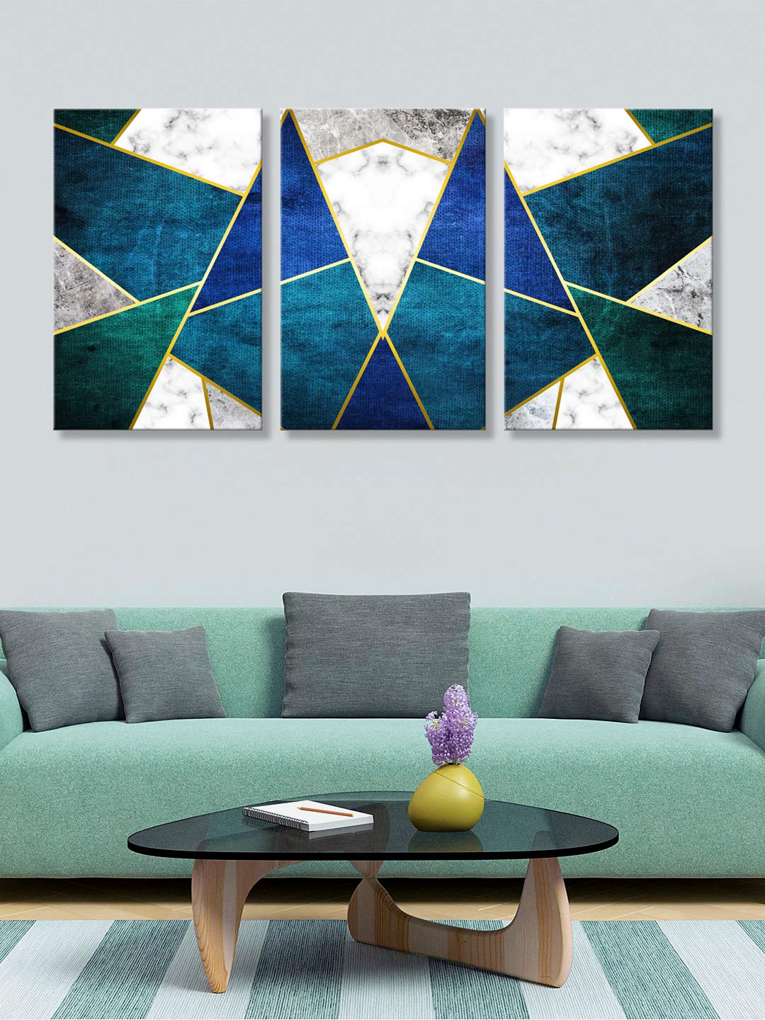 999Store Abstract Blue Gray Wall Art Canvas Painting(Canvas_30X54 Inches) 3Fcanvas272