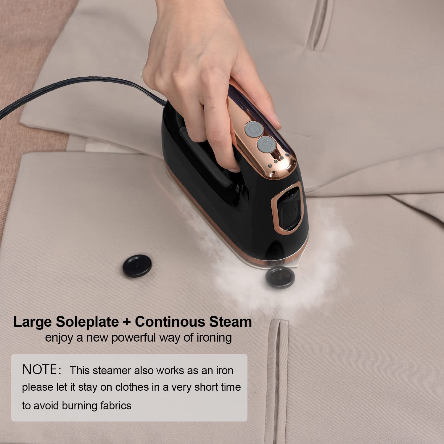 Yika 2-In-1 Steam Iron & Clothes Steamer - Handheld Portable Garment Wrinkle Remover, Fast Heat-Up, Large Soleplate, 300Ml Water