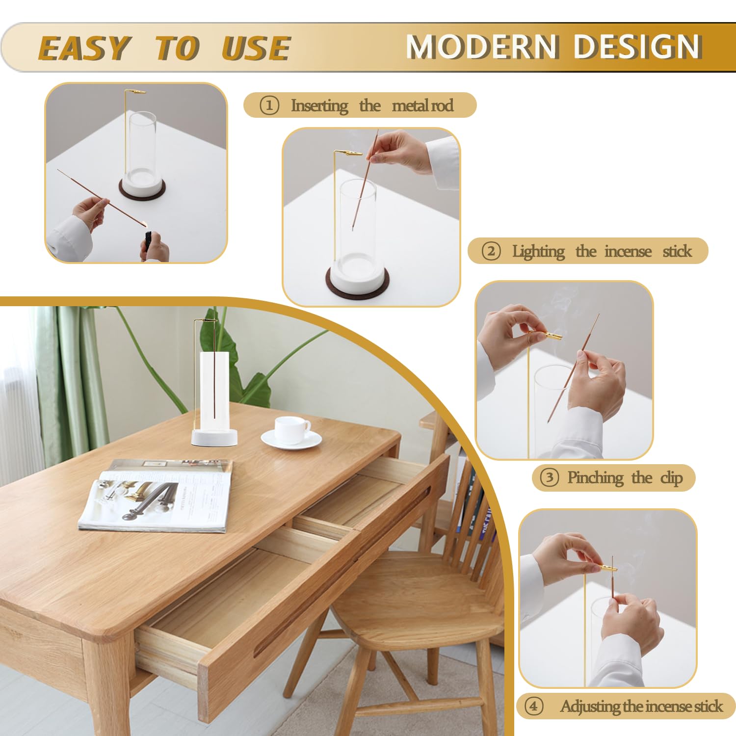 CEREMONY Incense Holder,Ceramic Incense Holder for Sticks, Upside Down Incense Burner for Meditation Yoga Spa Room Decor