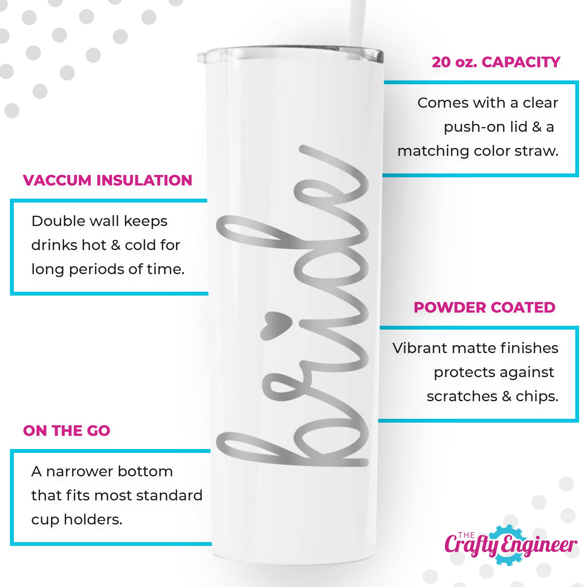 The Crafty Engineer Bride Tumbler With Straw (Blush)