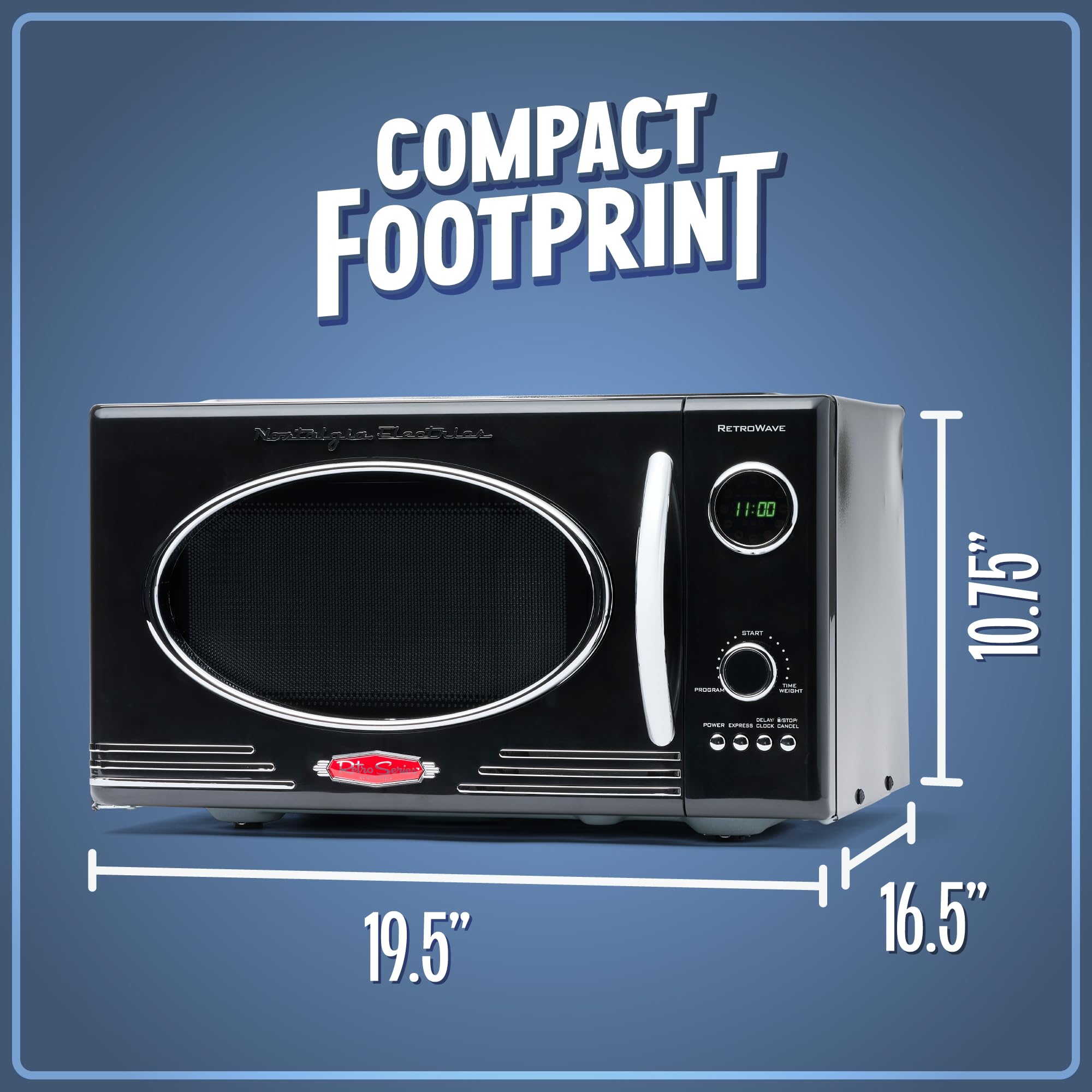 Nostalgia Retro Countertop Microwave Oven - Large 800-Watt - 0.9 Cu Ft - 12 Pre-Programmed Cooking Settings - Digital Clock - Ki
