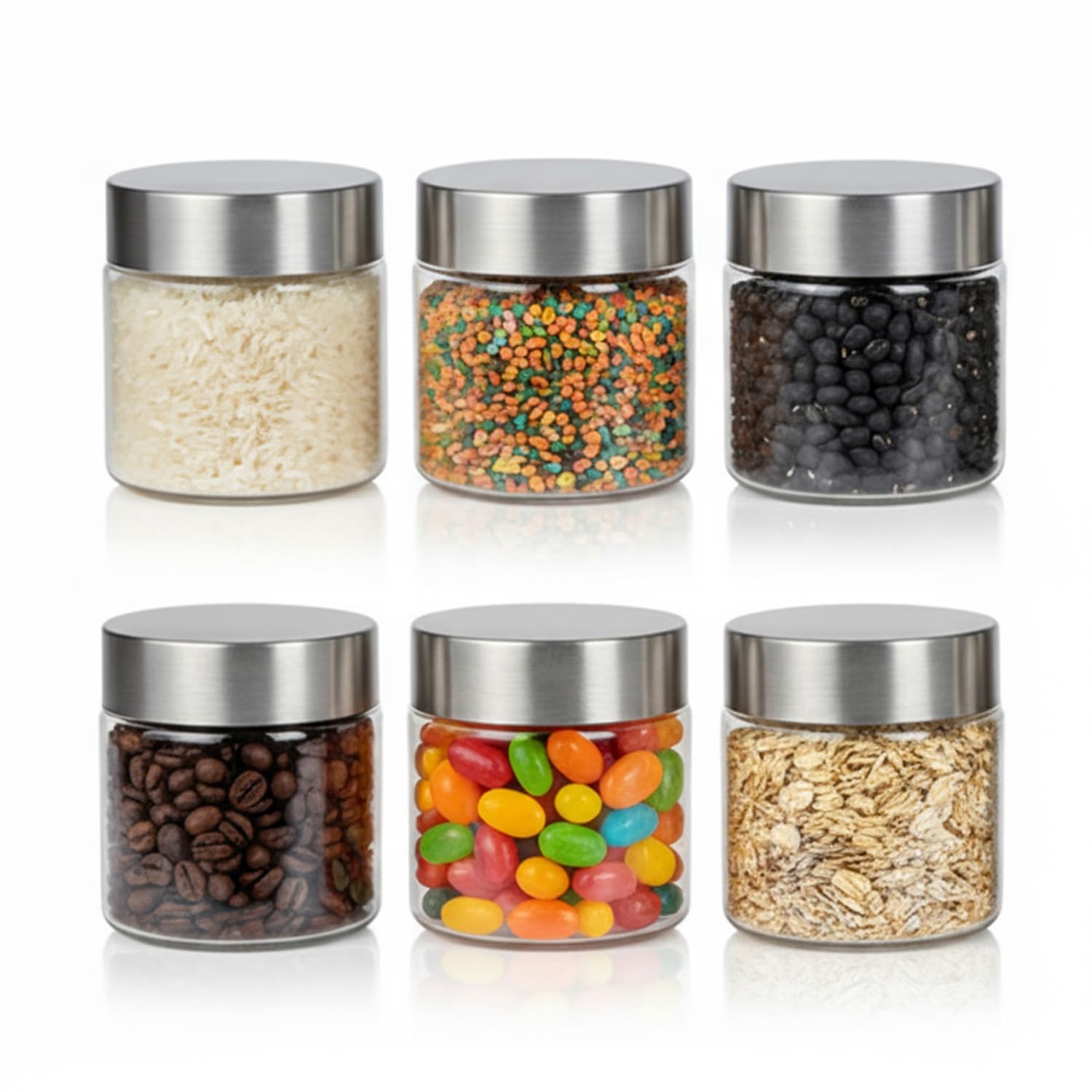 Pearlpet Plus Range Plastic Storage Jars & Containers For Kitchen |Stackable |Air Tight| Steel Cap Jar, Food Grade Boxes |6 Piec