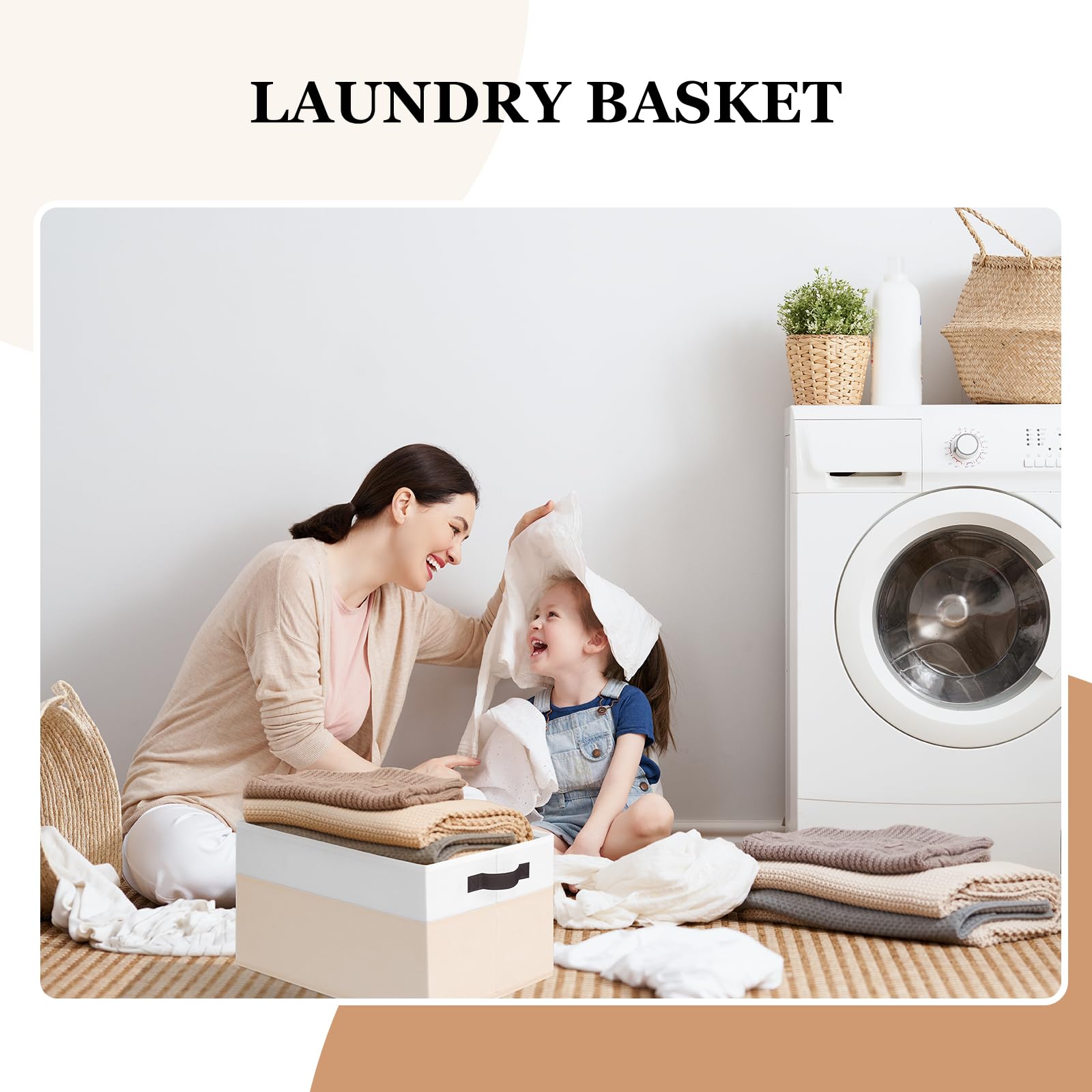 Criusia 8 Pack Large Storage Basket, Fabric Blanket Basket Living Room, Toy Organizers And Storage With Handles For Kids, Laundr