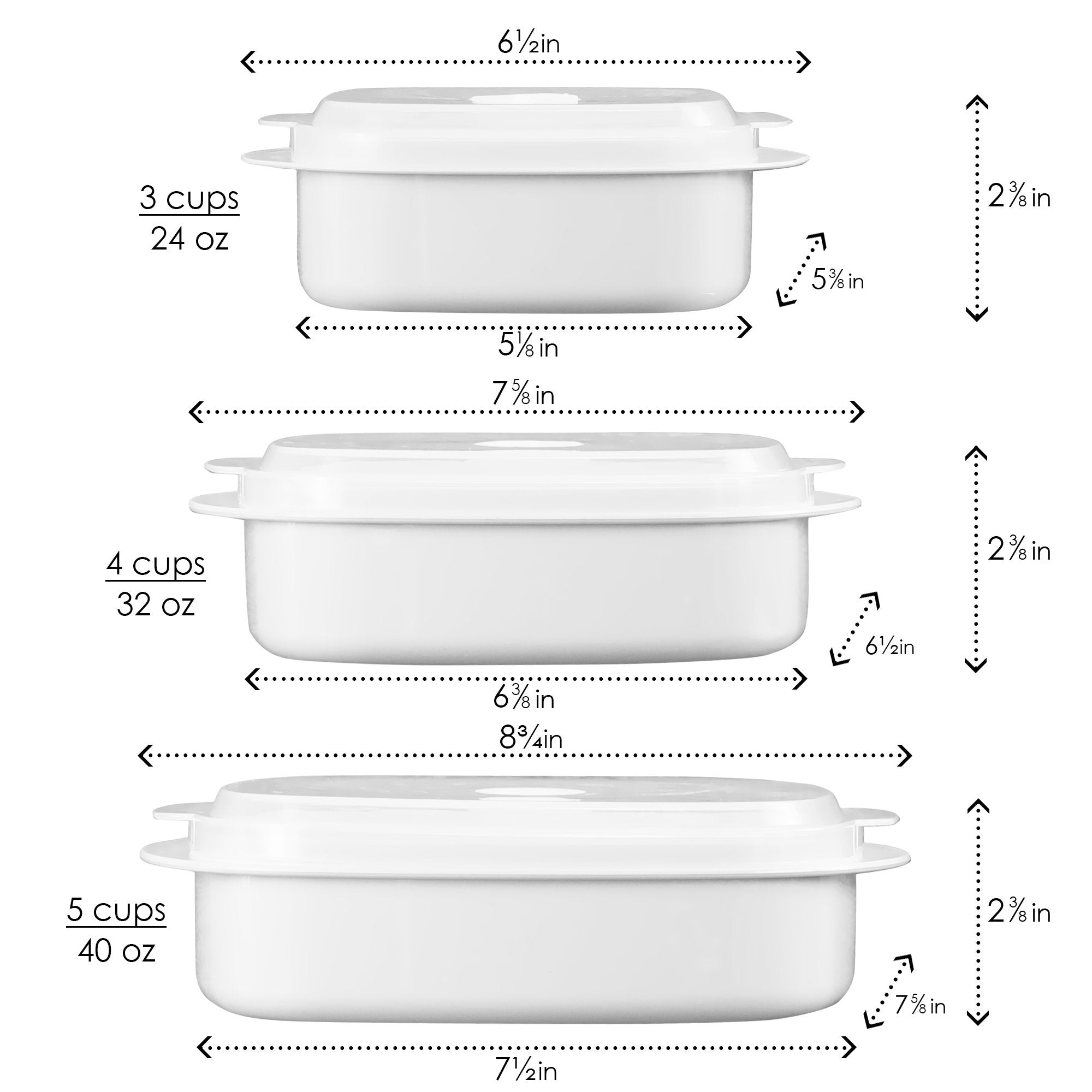 Reston Lloyd Nesting Microwave Containers, Set Of 3, Adjustable Steam Vents, Airtight, Meal Prep, Durable Bpa-Free Plastic- Free