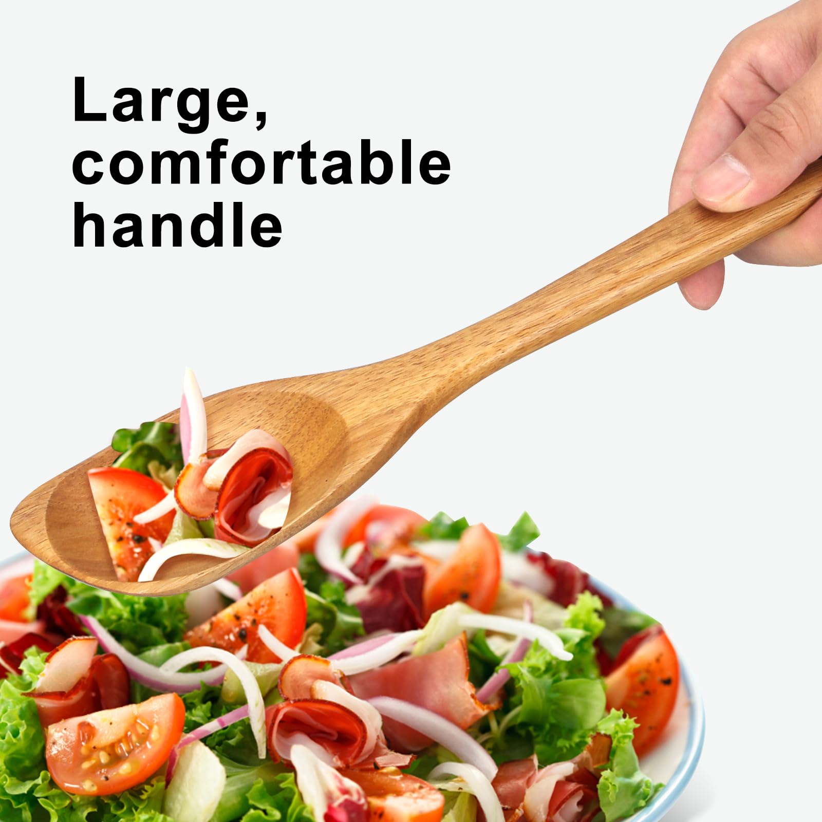 Large Wooden Spoons For Cooking Spatula Mixing Serving Spoon Acacia Best Wood Corner Spoon Non-Stick Spoons Kitchen Utensils Lon