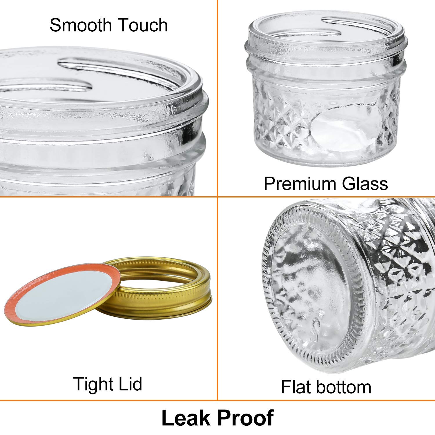 Encheng 4 Oz Glass Jars With Lids And Bands,Small Canning Jars For Caviar,Herb,Jelly,Jams,Mini Wide Mouth Mason Jars For Kitchen