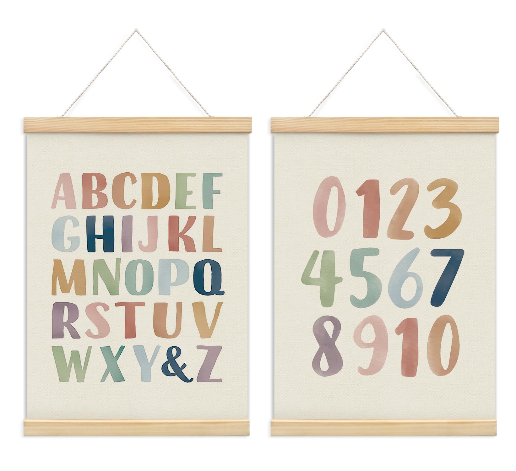 foedor Alphabet Poster Framed for Kids toddlers,Rainbow Nursery Playroom Wall Decor Poster Hanger Frame,Hanging Banner Decor for