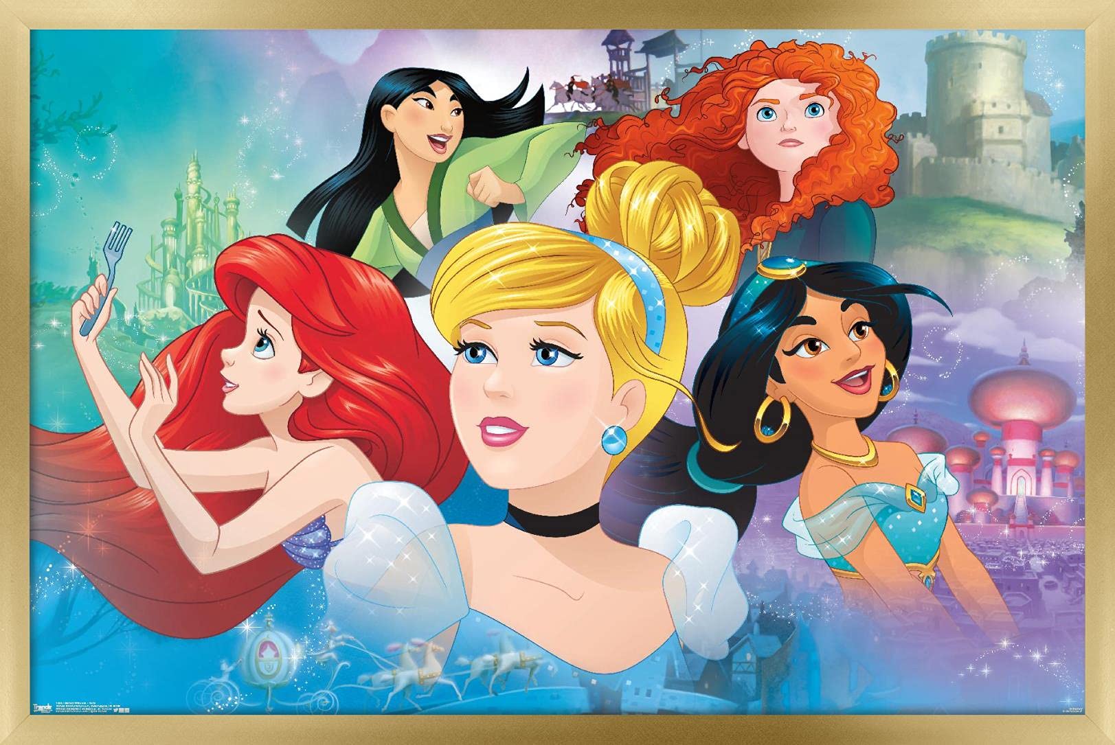 Trends International Disney Princess - Gaze Wall Poster, 14.72'' X 22.37'', Gold Framed Version