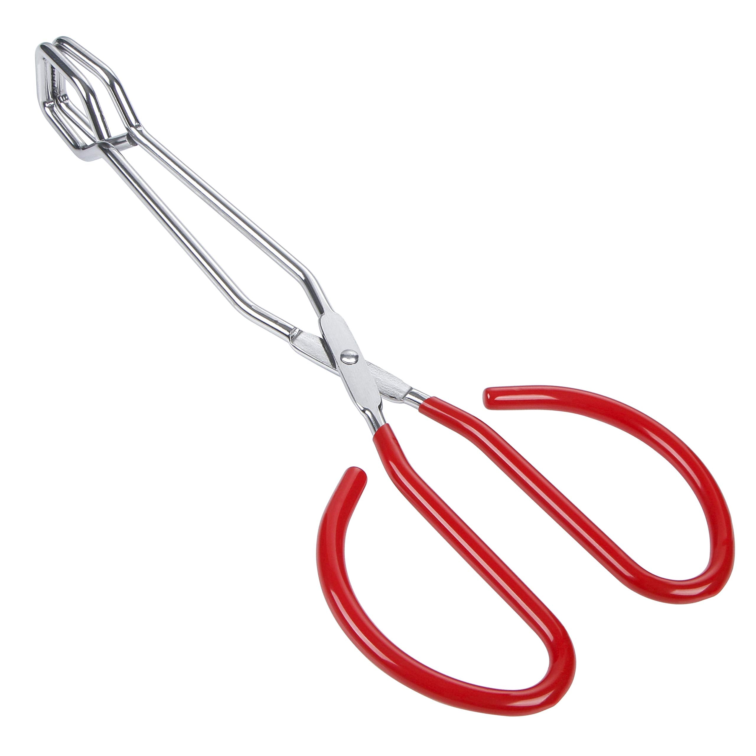 MSY BIGSUNNY Stainless Steel Scissor Tongs Heavy Duty Cooking Tongs with Soft Handles (1, red 10)