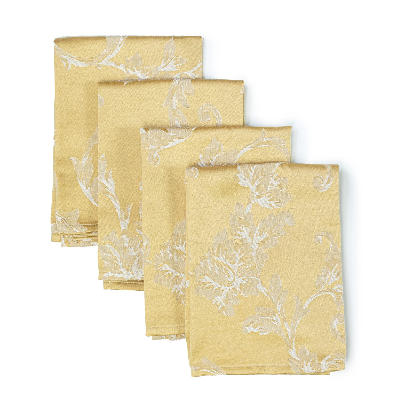 Benson Mills Harmony Scroll Woven Damask Fabric Set Of 4 Napkins, Everyday, Parties, Special Occasions, Weddings And Holiday Clo