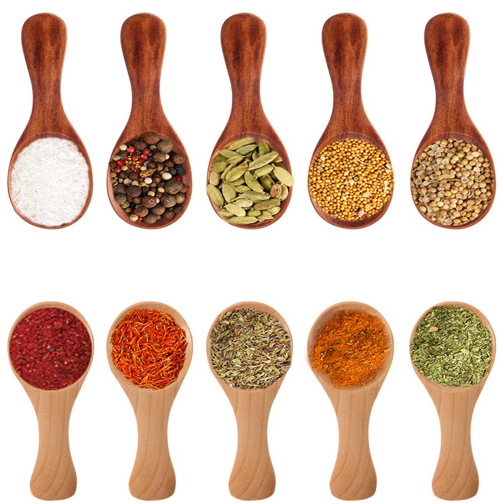 Small Wooden Salt Spoon - 20 Pack Mini Wood Spoon With Short Handle, Perfect For Small Jars Of Jam, Spices, Condiments, Seasonin