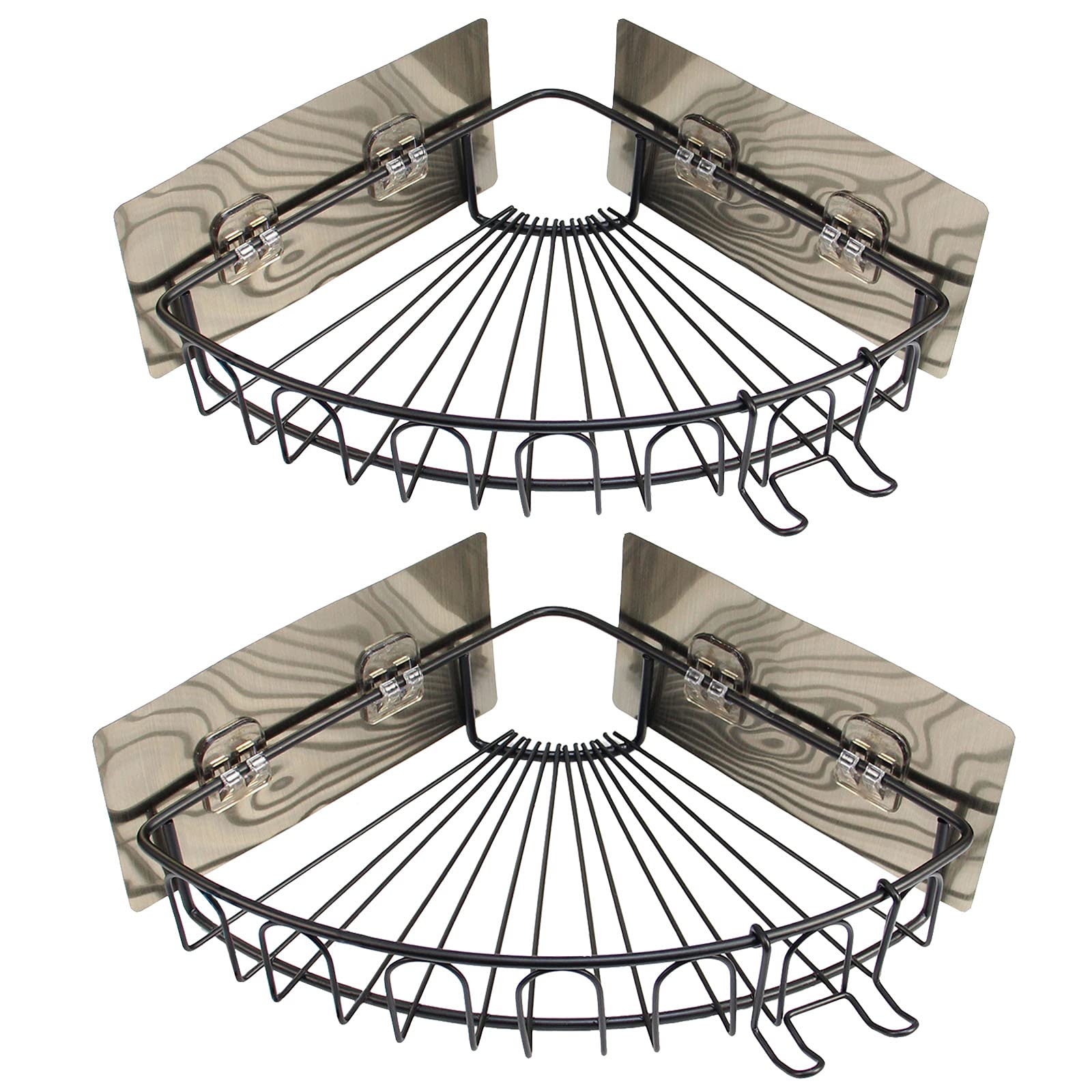 Casaphoria Bathroom Corner Suction Cup Adhesive Black Shower Shelves Caddy Organizer Shelf Hanging Wall Mount Bathroom Corner Sh