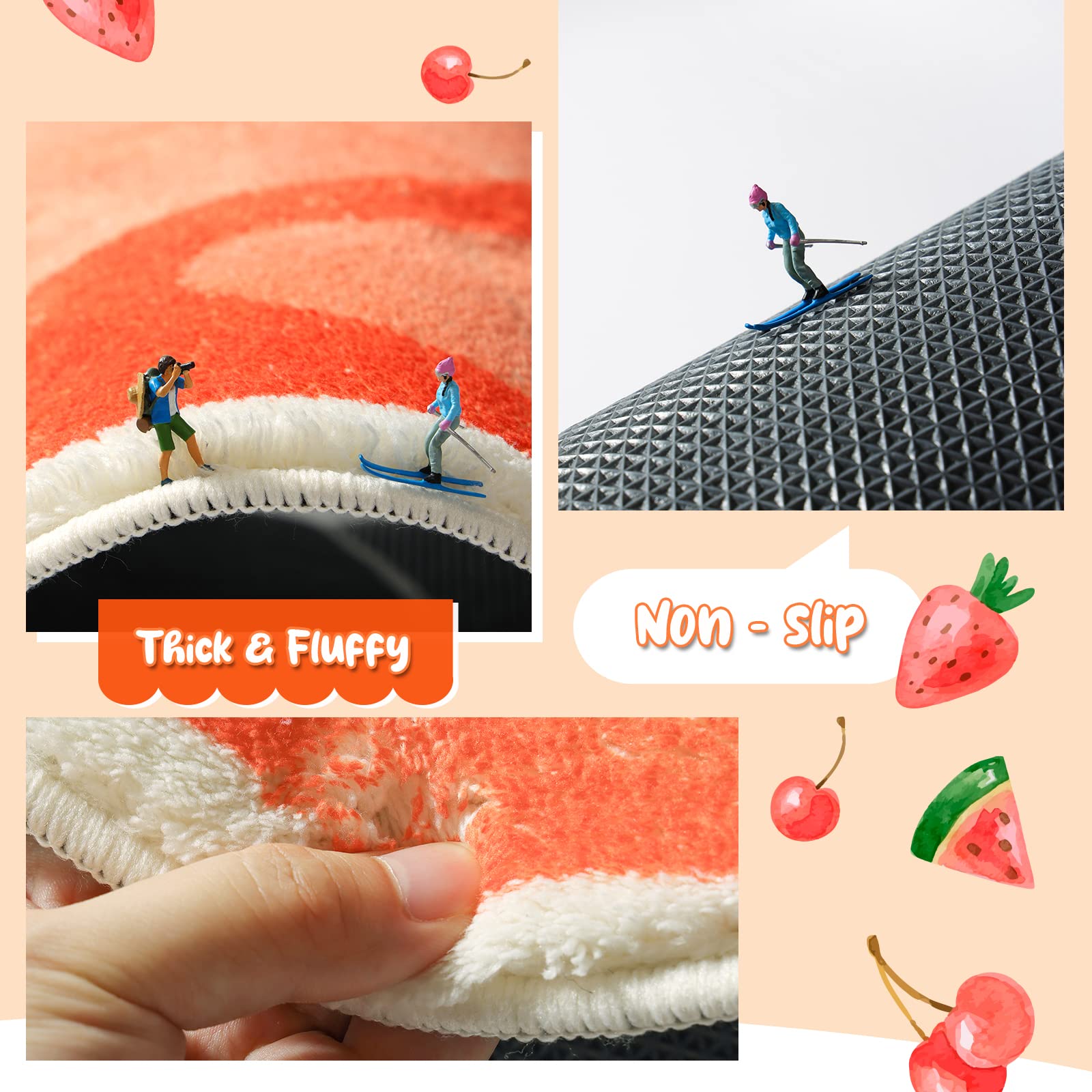 FROZZUR Fruit Peach Bathroom Rug  Peachy Clean Bedroom Floor Mat Non Slip Round Shaped Washable Living Room Rug Bathroom Tub Kitchen Rug Christmas Decor