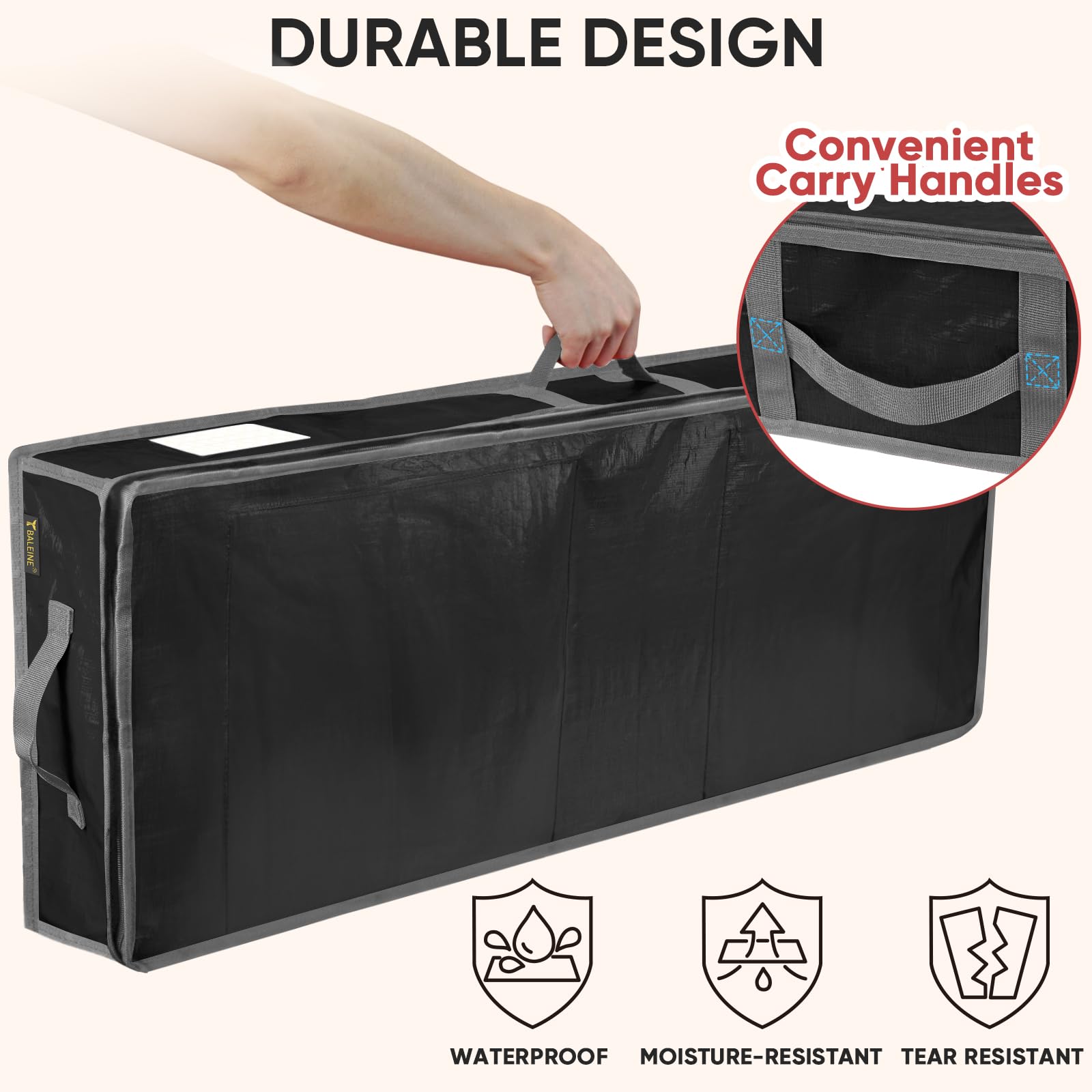 Baleine Soft Christmas Wrapping Paper Storage Bag, 40'' Durable Pe Gift Wrap Storage Bag With Flexible Partitions And Pockets Fo