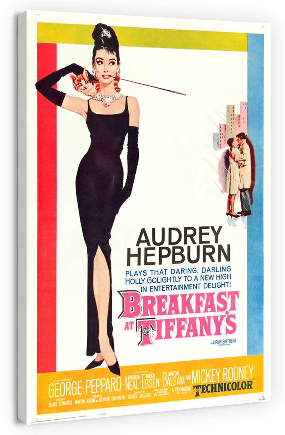 Artprints1Stop Canvas Print Wall Art - Vintage Audrey Hepburn Movie Poster Breakfast At Tiffany'S - 24X36 Inches