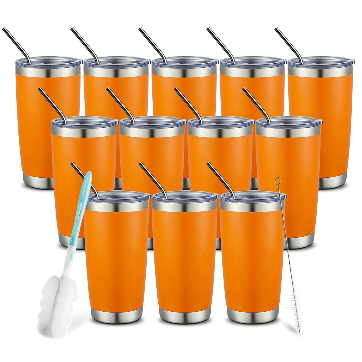 Comooo 20Oz Double Wall Vacuum Insulated Travel Mug Bulk Stainless Steel Tumbler With Lid And Straw Durable Powder Coated Insula