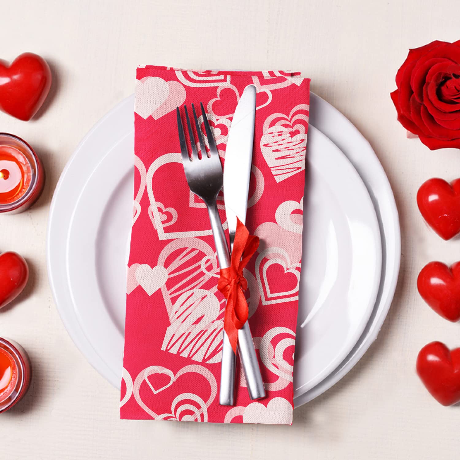 Gatherfun Valentines Day Party Disposable Napkins Heart Love Paper Napkins For Valentine'S Day, Weddings, Engagements, Anniversa