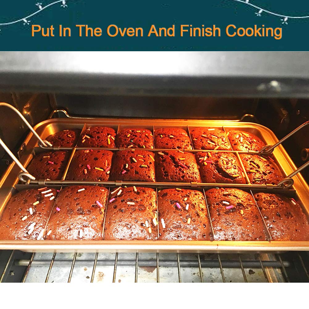 Sujude Non Stick Brownie Pan With Dividers, High Carbon Steel Baking Pan, Makes 18 Pre-Cut Brownies All At Once