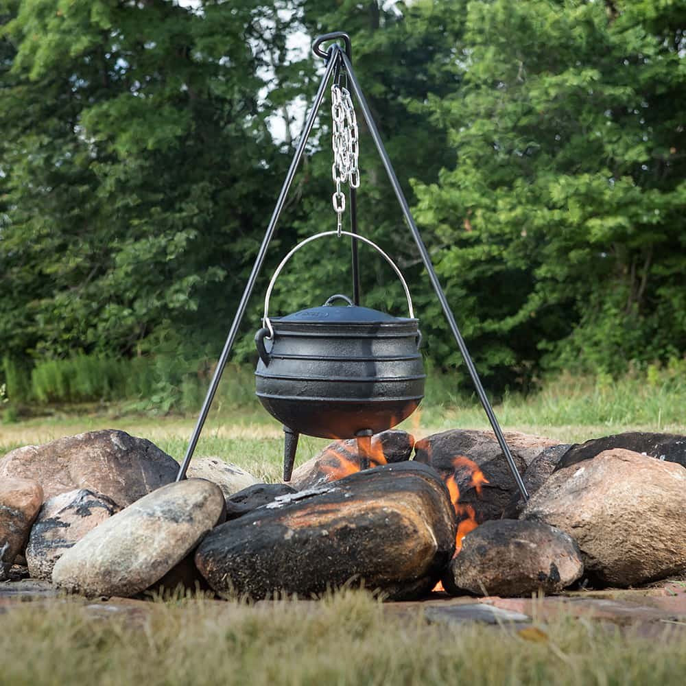 Lehman's Cast Iron Campfire Cooking Kettle Pot, 2 Gallon, 10.5 Inch, Black, with Legs and Lid