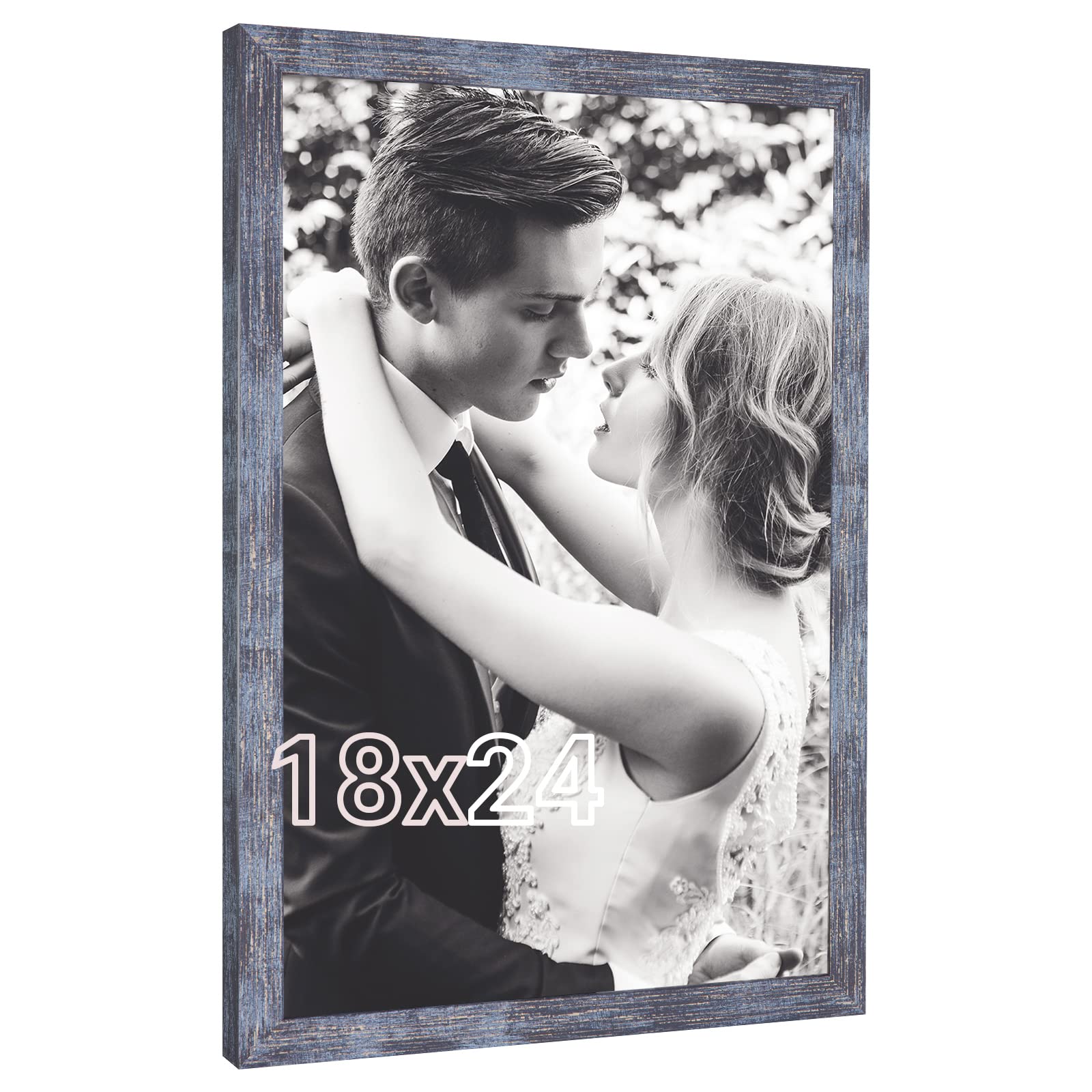 18x24 Frame Rustic Blue, Natural 24x18 Poster Frame, Navy Blue 18 by 24 Canvas Picture Frame, Large Gallery Family Concert Portr