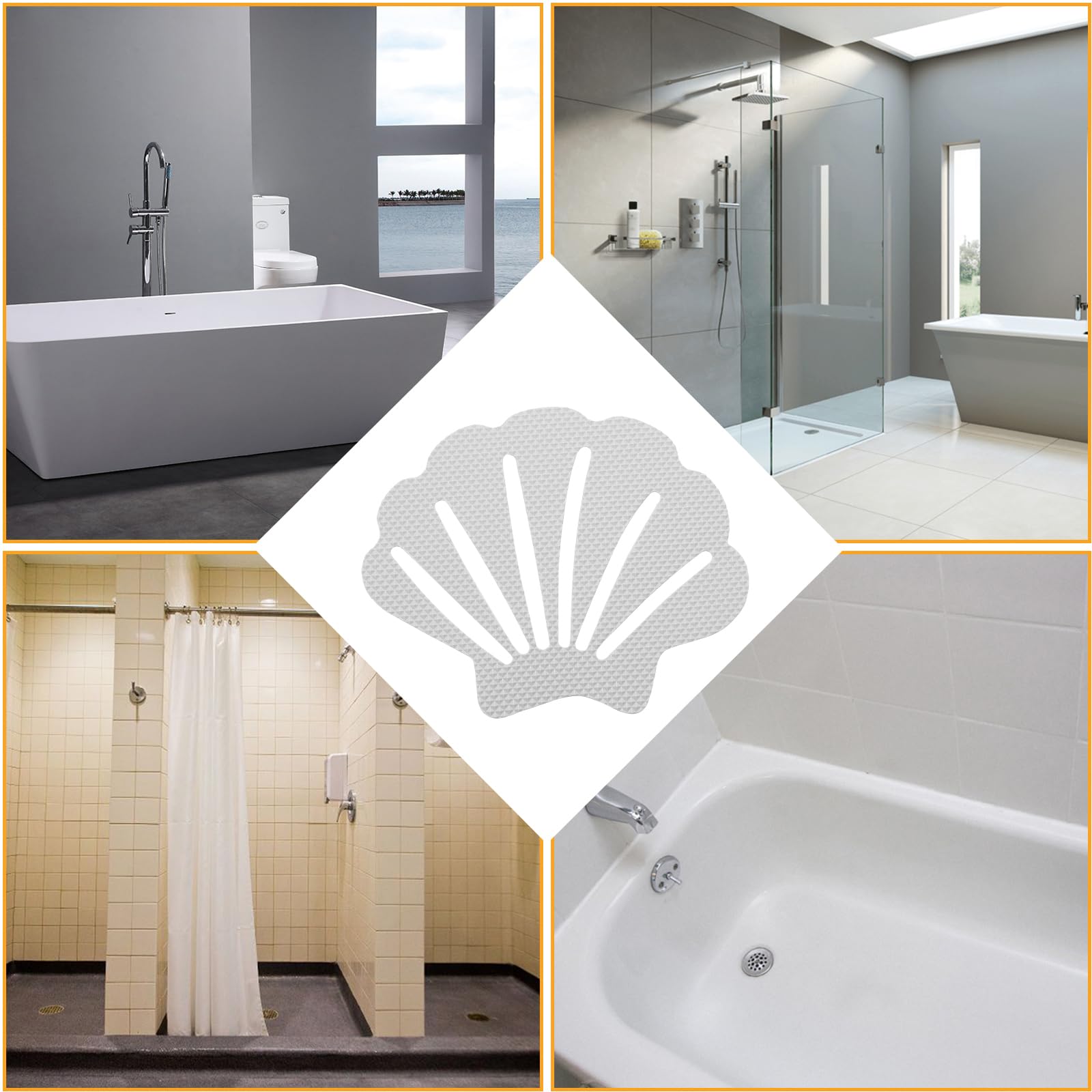 Coufce 30 Pcs Bathtub Stickers Non Slip, Shell Shaped Tubs Safety Shower Treads, Adhesive Sticker For Bathroom Bathtub, Shower F