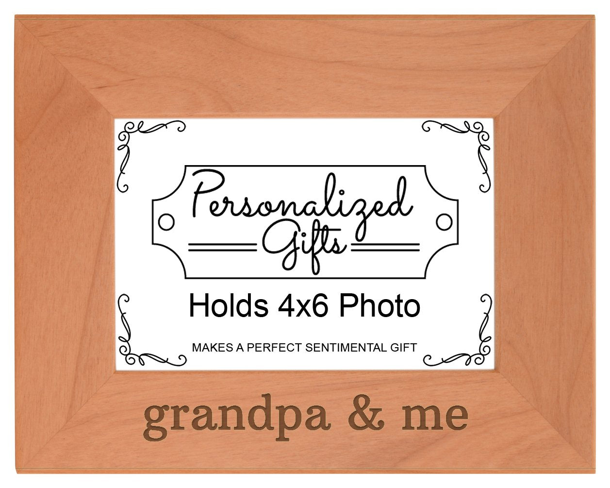 Personalized Gifts Grandpa Gift Grandpa and Me Grandchild Natural Wood Engraved 4x6 Landscape Picture Frame Wood