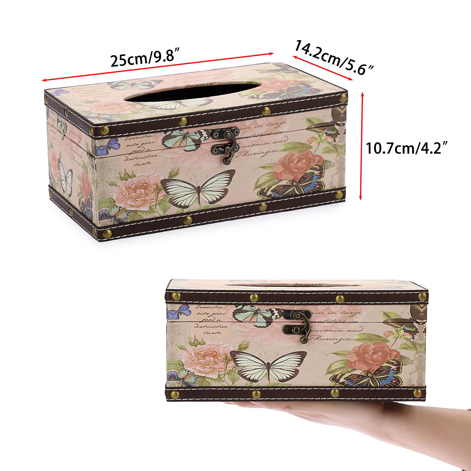 Sumnacon Tissue Box Retro Wood Tissue Box Cover Rectangular Tissue Box Holder Vintage Tissue Holder For Living Room Kitchen Bath