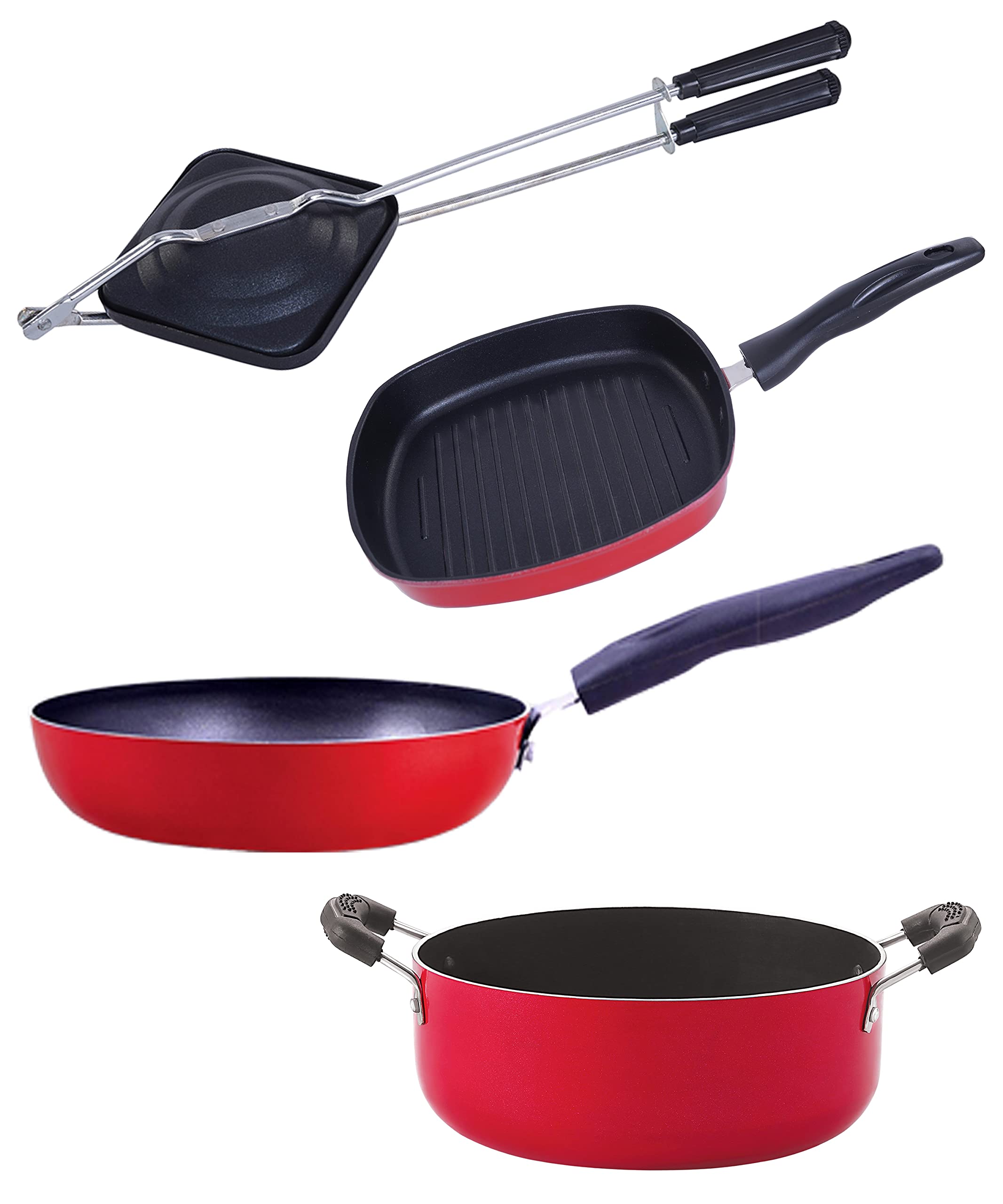 Nirlon Non Stick Cookware Kitchen Cooking Essential Gift Set, 4 Pieces(Cvg_Gp24.5_Ht_Cs24)