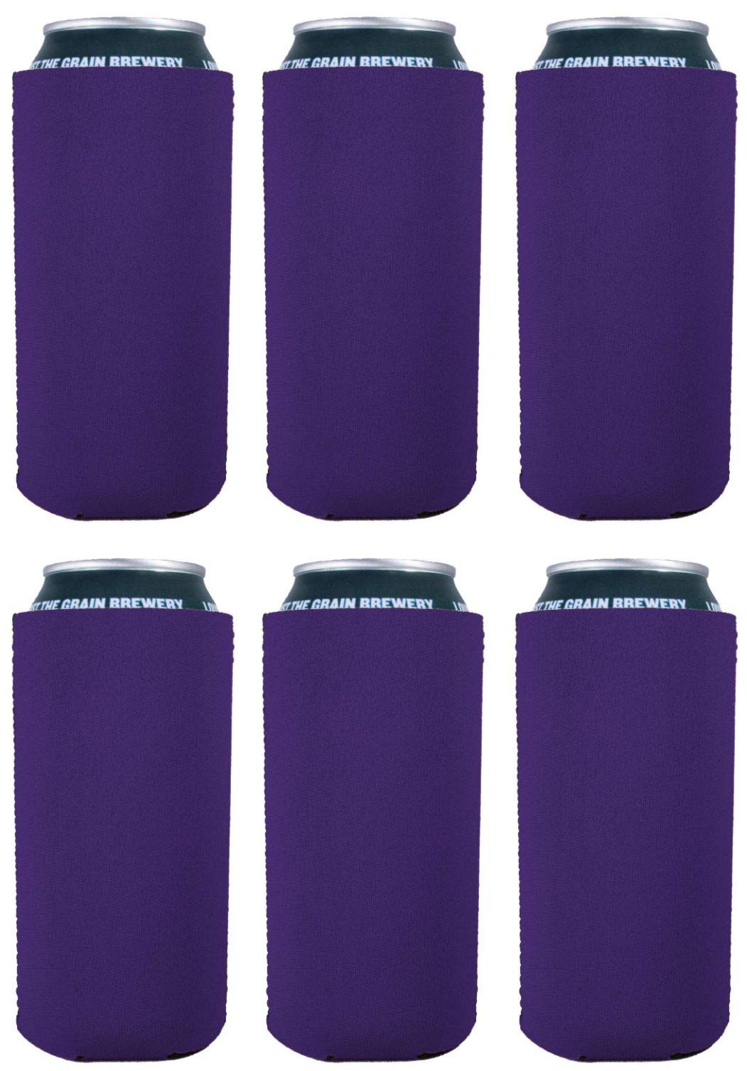 Blank Neoprene 16 Oz. Can Coolie (6 Pack, Purple)