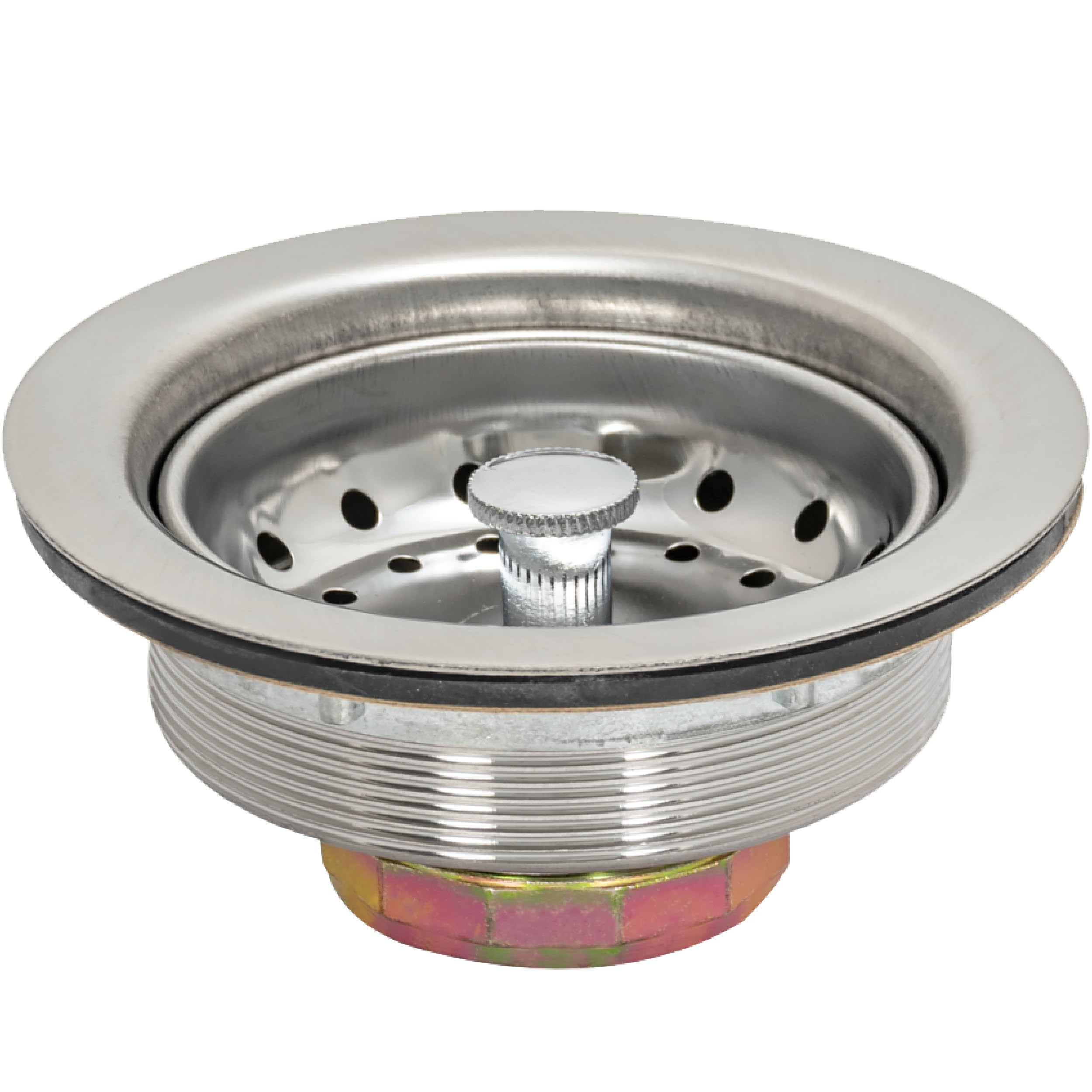 Ez-Flo Kitchen Sink Strainer Fits 3-1/2 Inch Opening, Sink Drain Assembly With Die-Cast Slip-Joint Nut And Fixed-Post Basket, St