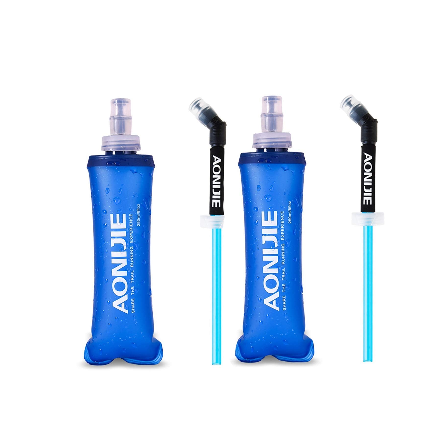 Aonijie Tpu Soft Folding Water Bottles Collapsible Flask For Hydration Pack For Running Hiking Cycling Climbing Pack Of 2 (250Ml
