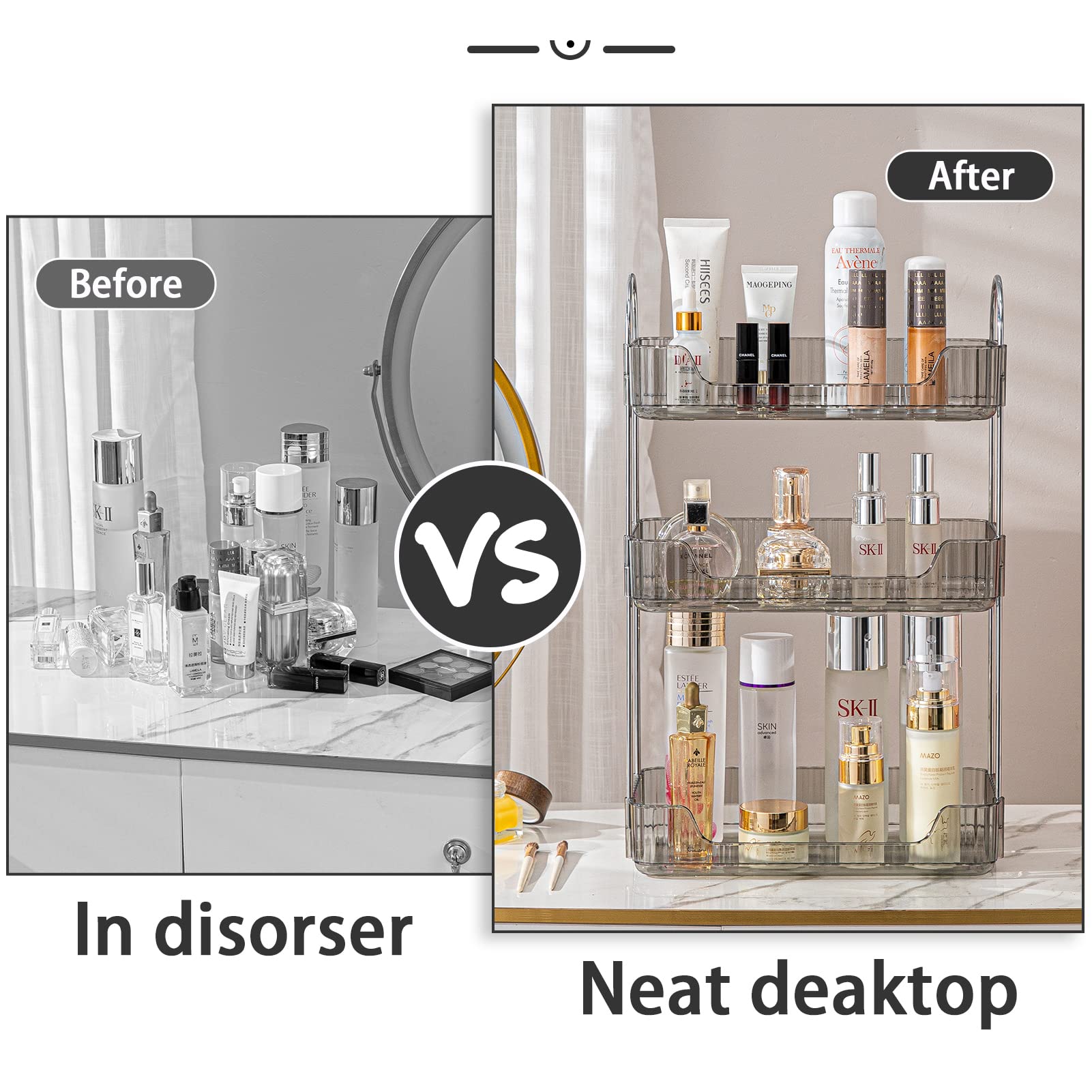 Shuang Qing Bathroom Counter Organizer Countertop Storage, Cosmetics Skincare Shelf Organizer, Makeup Organizer Perfume For Dres