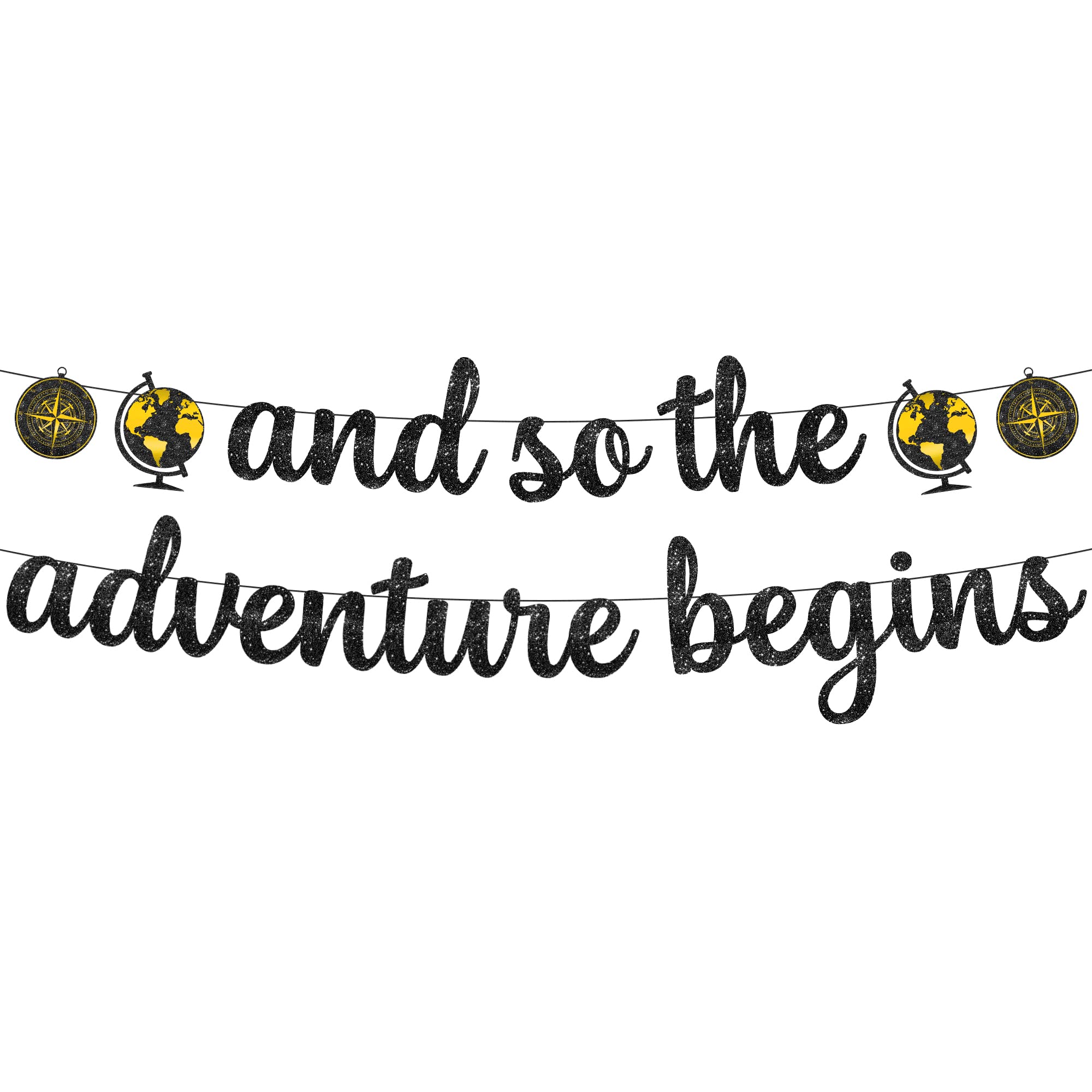 Katchon, And So The Adventure Begins Banner - Glitter, 10 Feet | Graduation Banner For Graduation Decorations Class Of 2024 | Bl