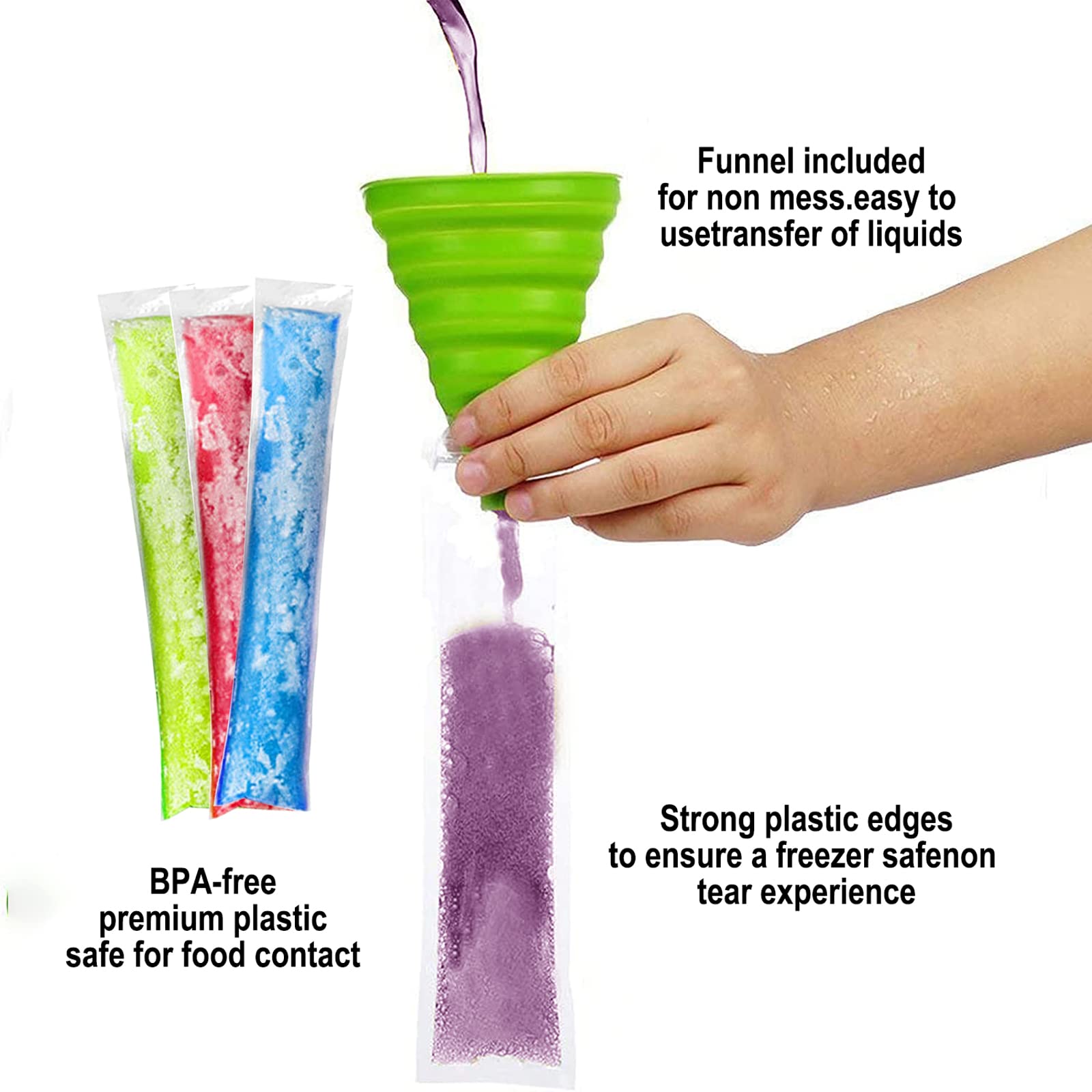 200 Pack Popsicle Bags, Ice Pop Bags For Disposable Freeze Pops Bags Diy Popsicle Pouches Yogurt Tubes, Healthy Snacks Fruit Smo
