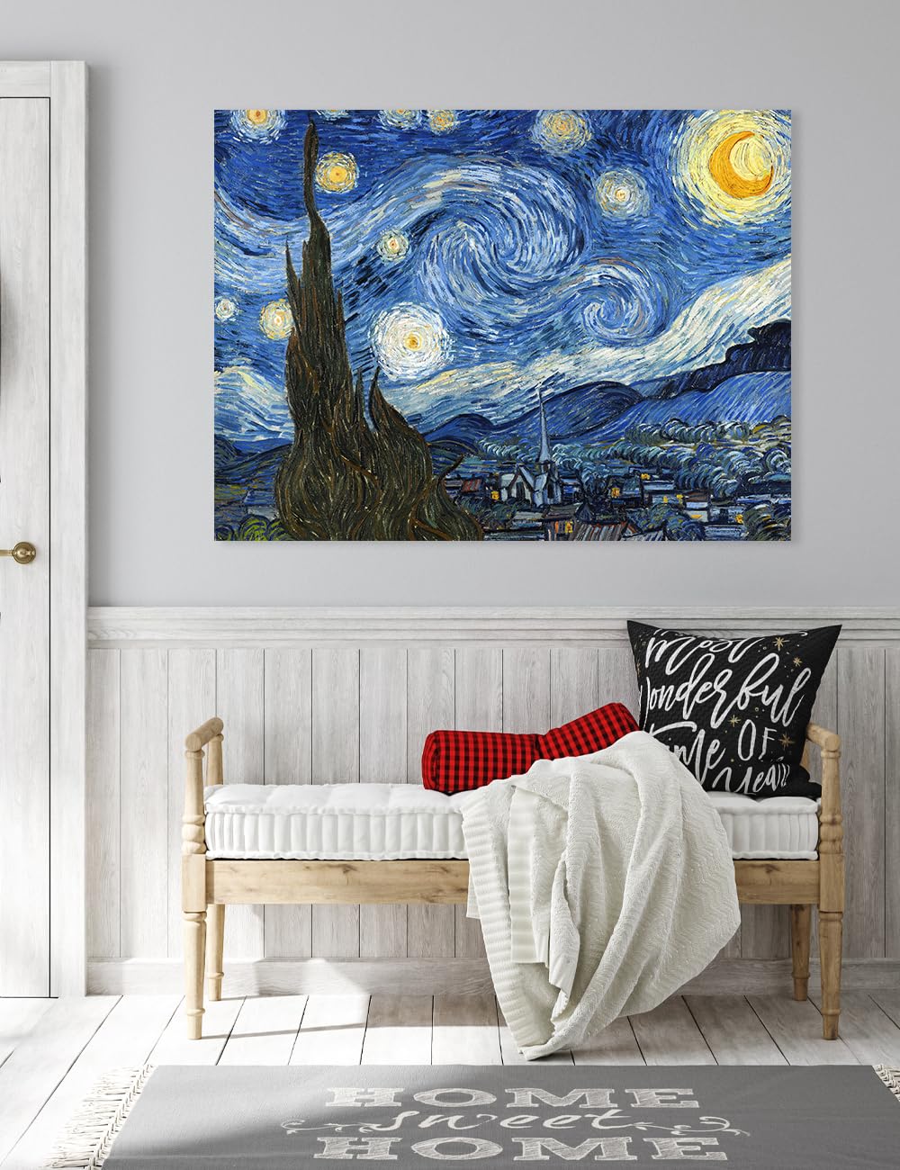 Decorarts - Starry Night - Vincent Van Gogh Reproductions. Oversize Giclee Canvas Print Wall Art For Home Wall Decor. 40X30 In