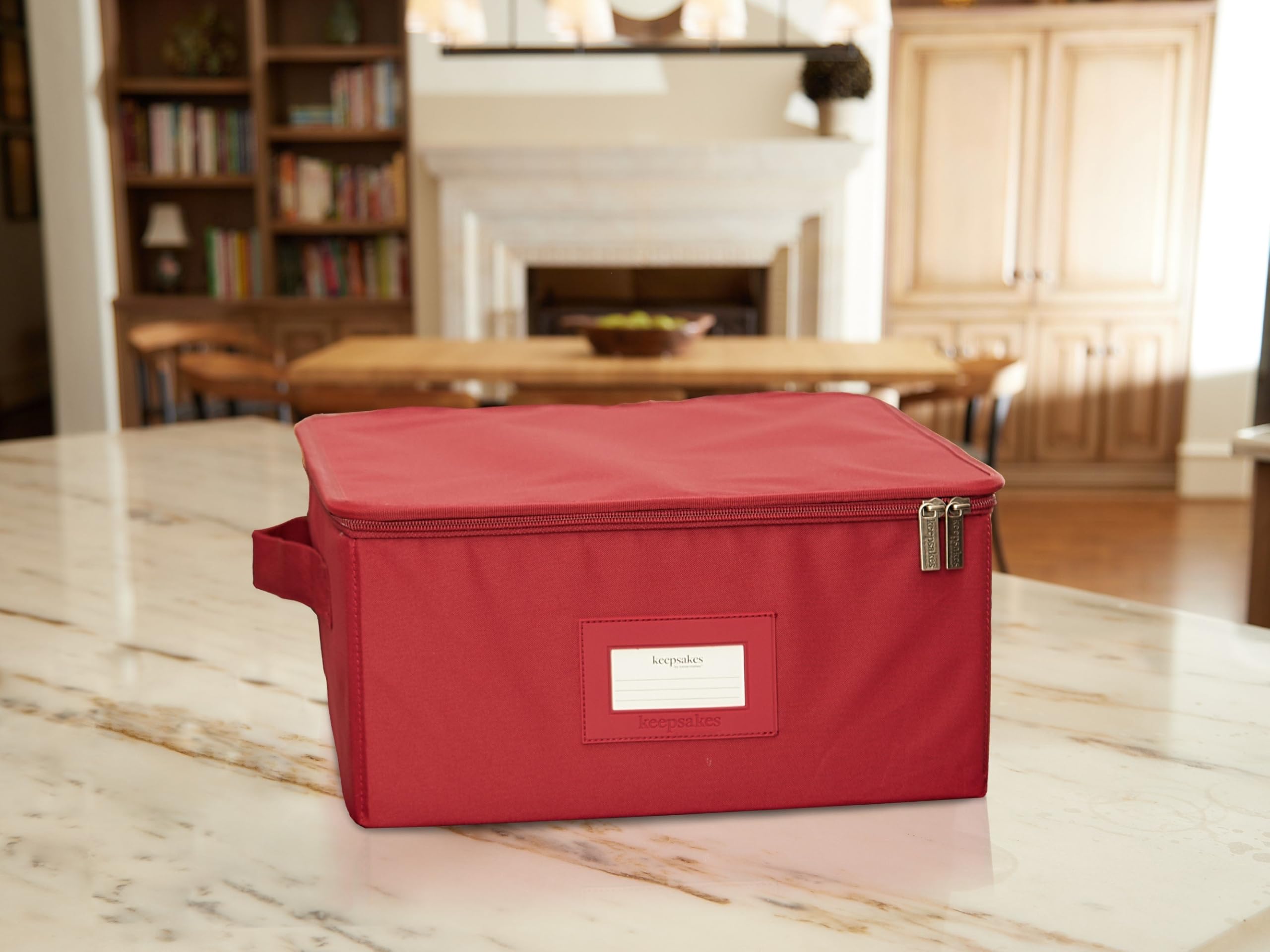 Covermates Keepsakes Dish Storage Box - Stackable, Reinforced Handles, China Storage, Scarlett Red
