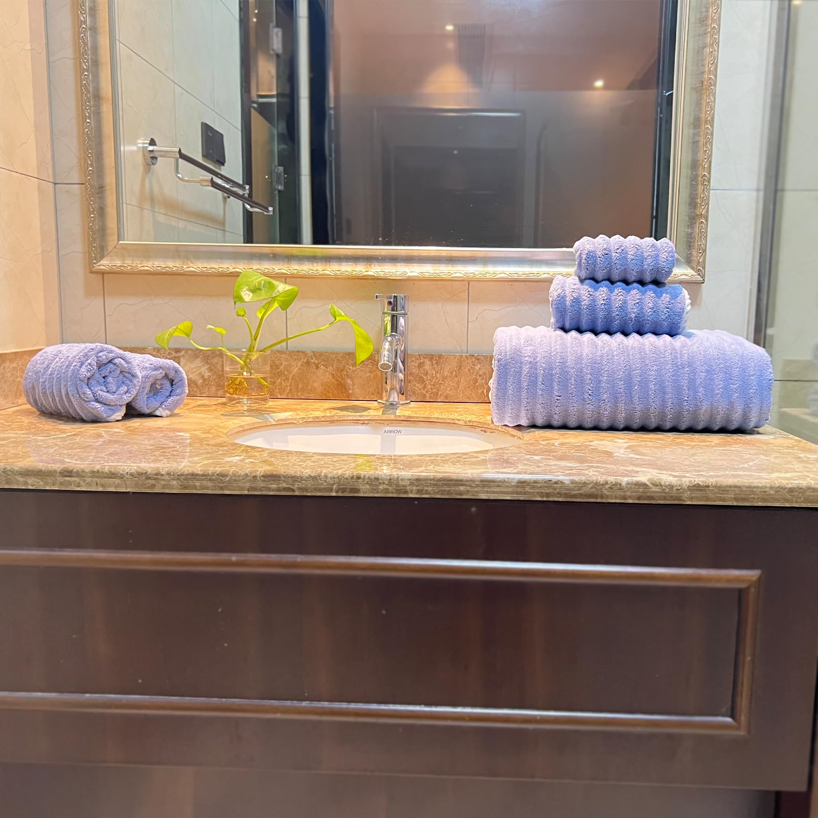Ytyc 39X78 Inches Oversized Bath Sheets Towels Set Extra Large Towels For Bathroom Luxry Plush Super Soft Absorbent Stripe Hangi