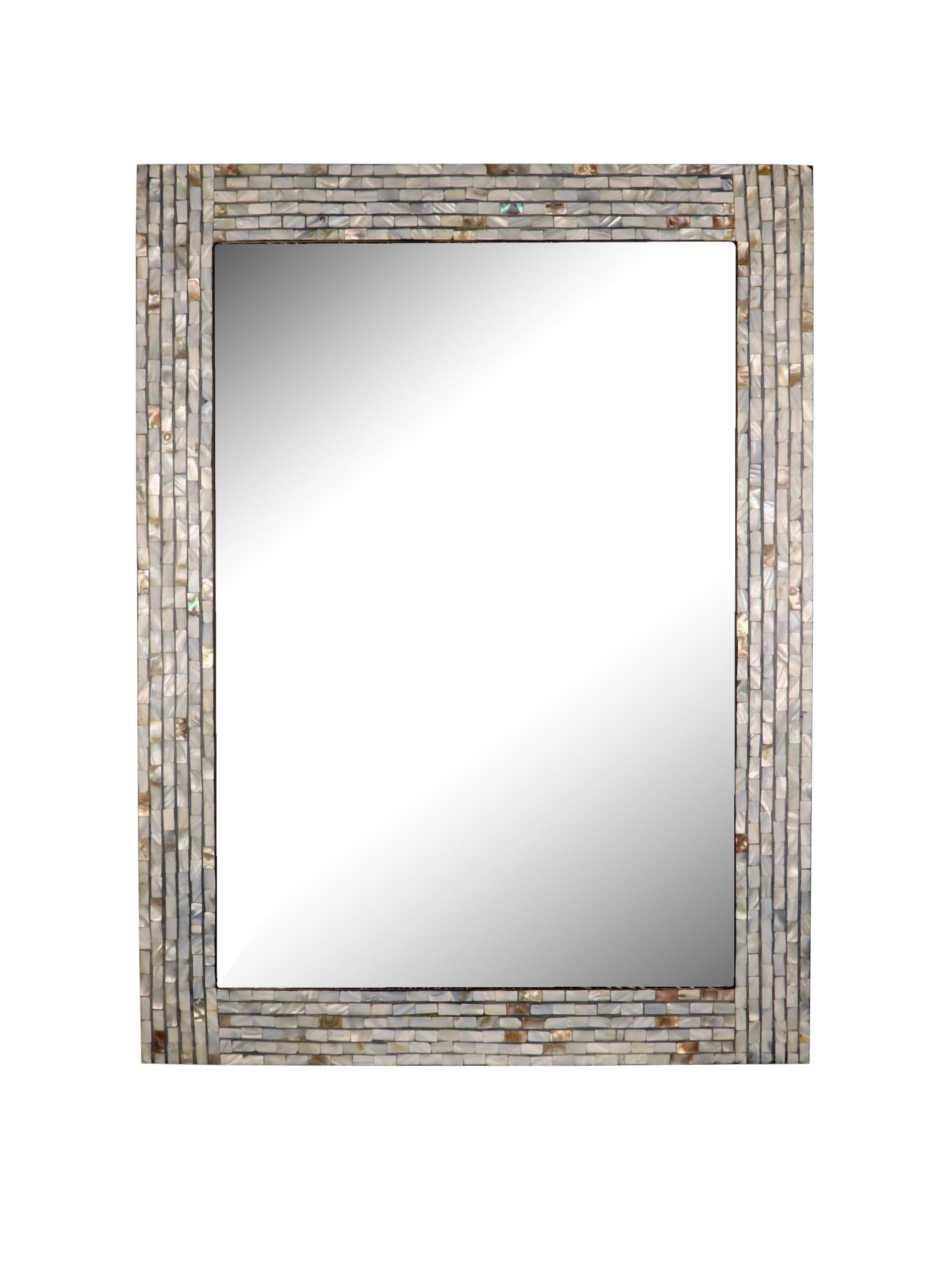 ChloeS Reflection Seashell Finish Rectangular Framed Wall Mirror 32 Height