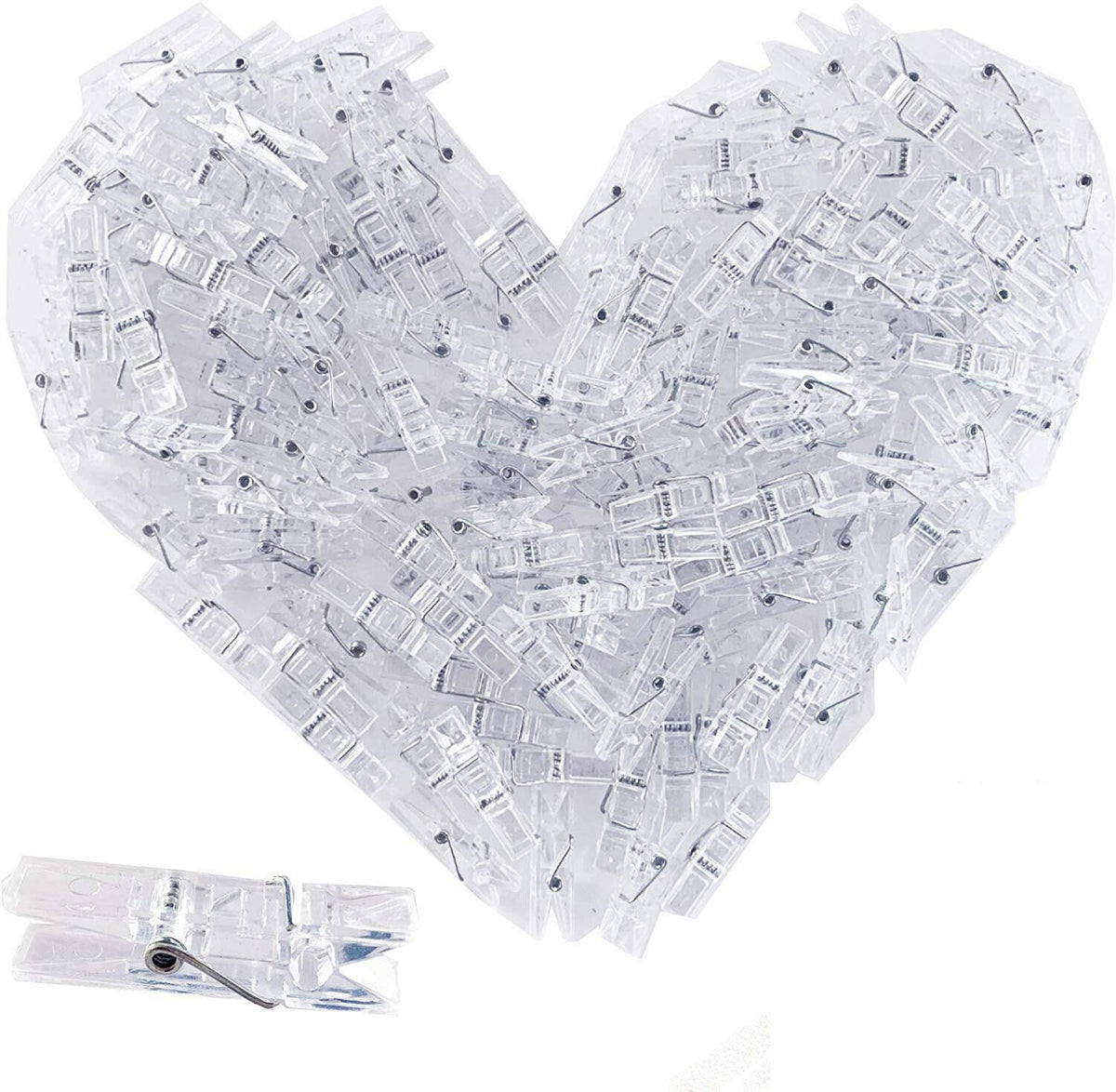 128 Pieces Photo Clips Mini Transparent Plastic Clear Clips, Clothespins Binder Clips For Hanging String Fairy Lights Picture, P